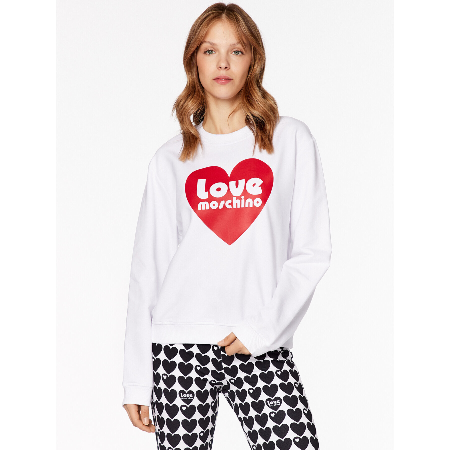 LOVE MOSCHINO Bluză W630657E 2246 Alb Relaxed Fit - Pled.ro