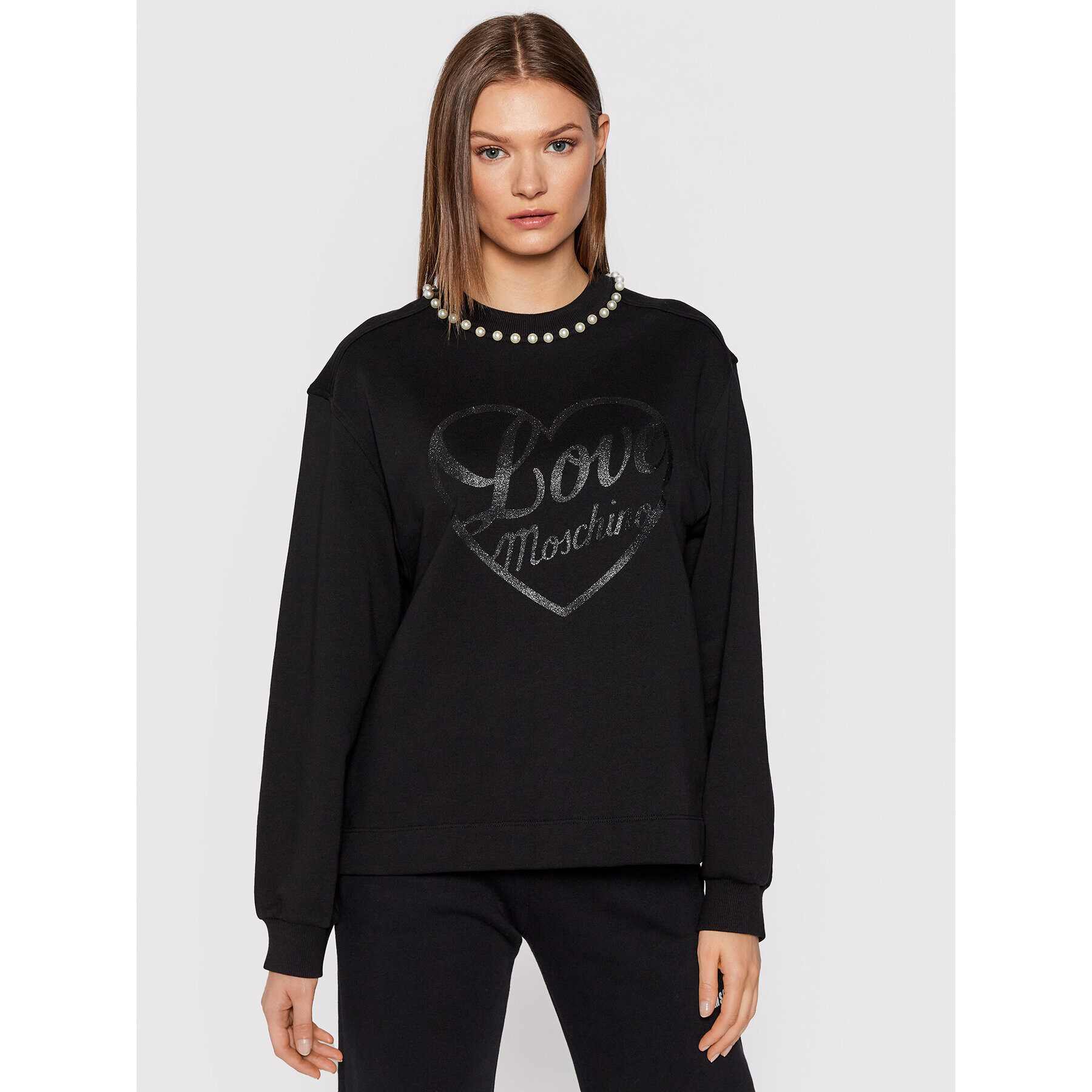 LOVE MOSCHINO Bluză W644801M 4055 Negru Regular Fit - Pled.ro