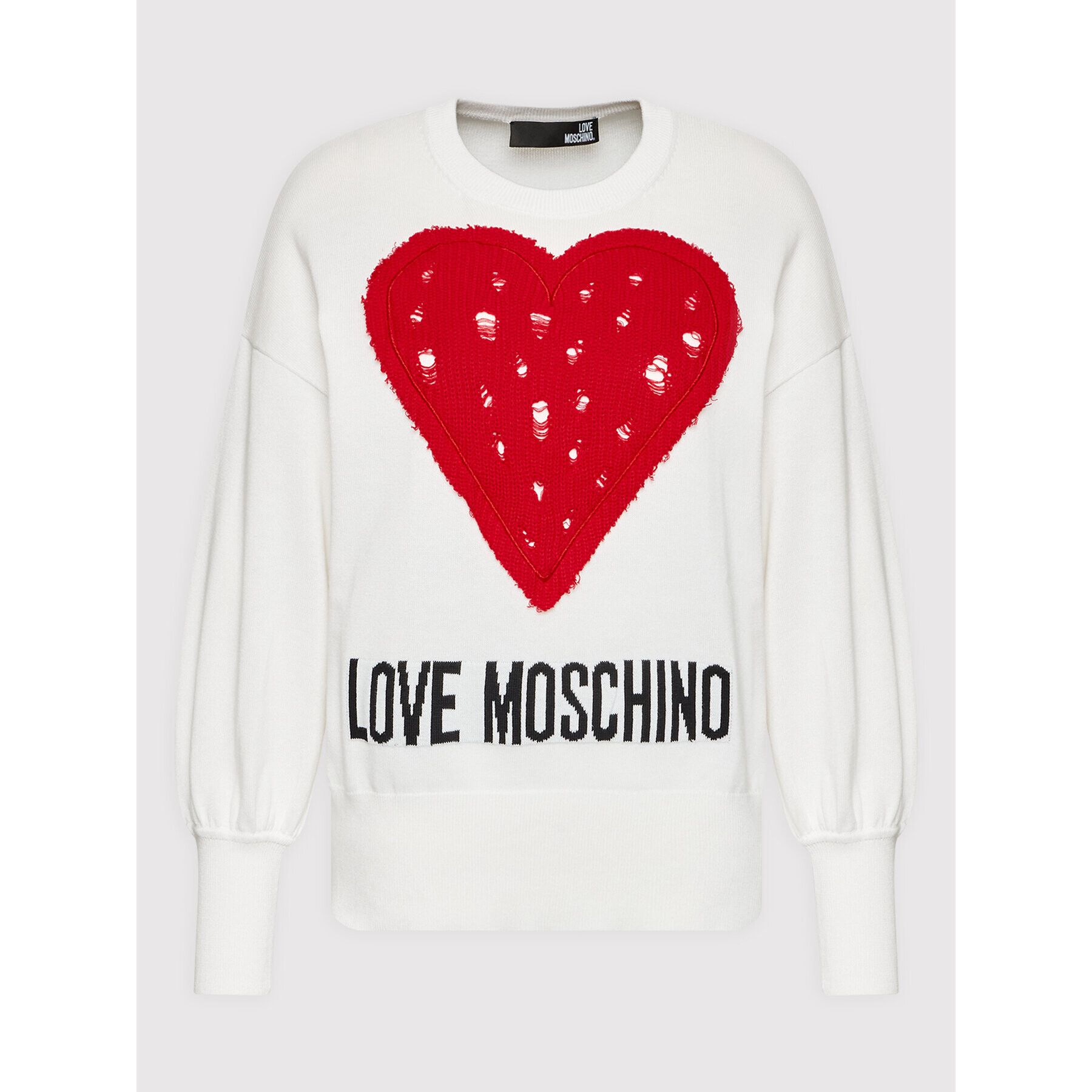 LOVE MOSCHINO Pulover WSM1011X 1472 Alb Regular Fit - Pled.ro