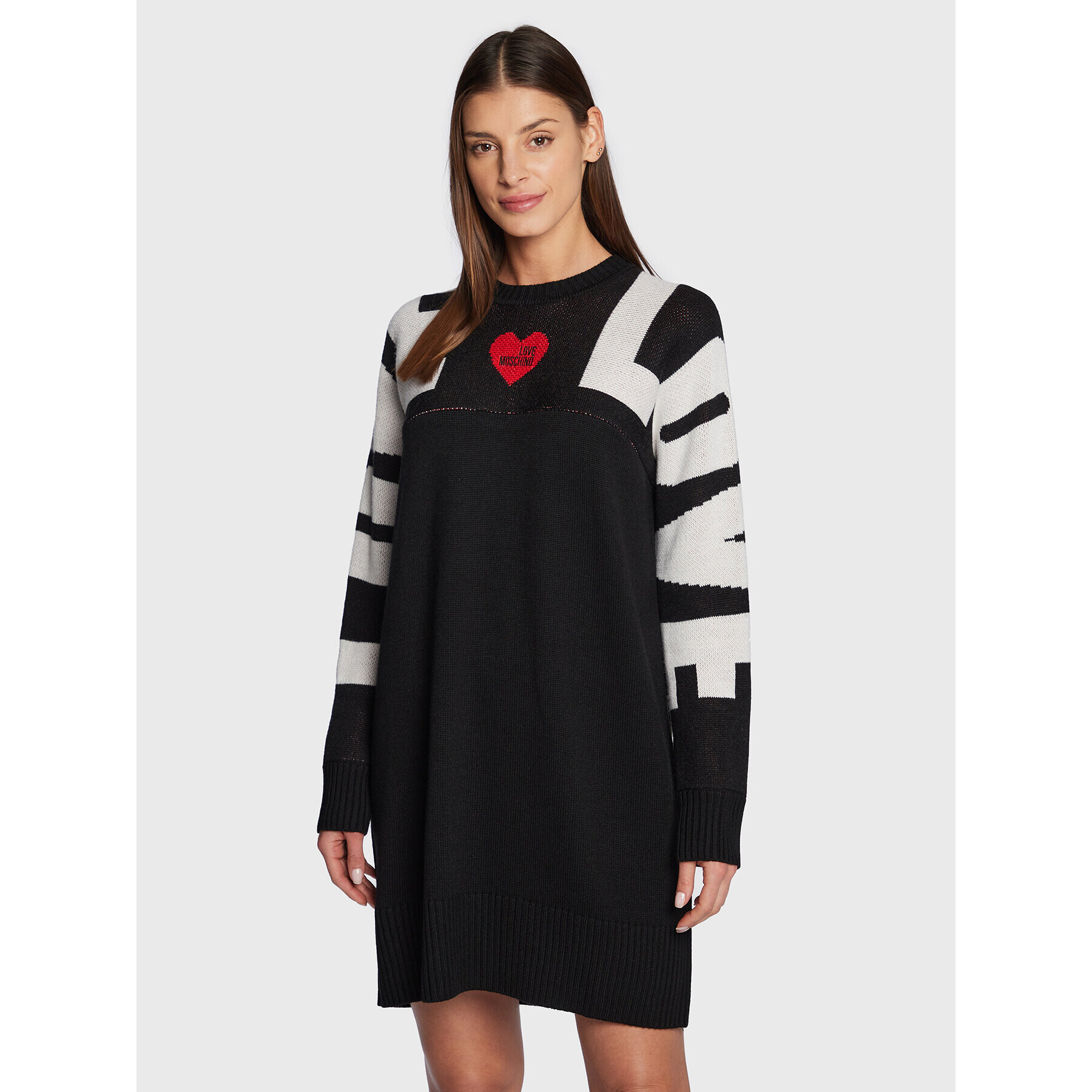 LOVE MOSCHINO Rochie tricotată WSE2510X 1148 Negru Regular Fit - Pled.ro