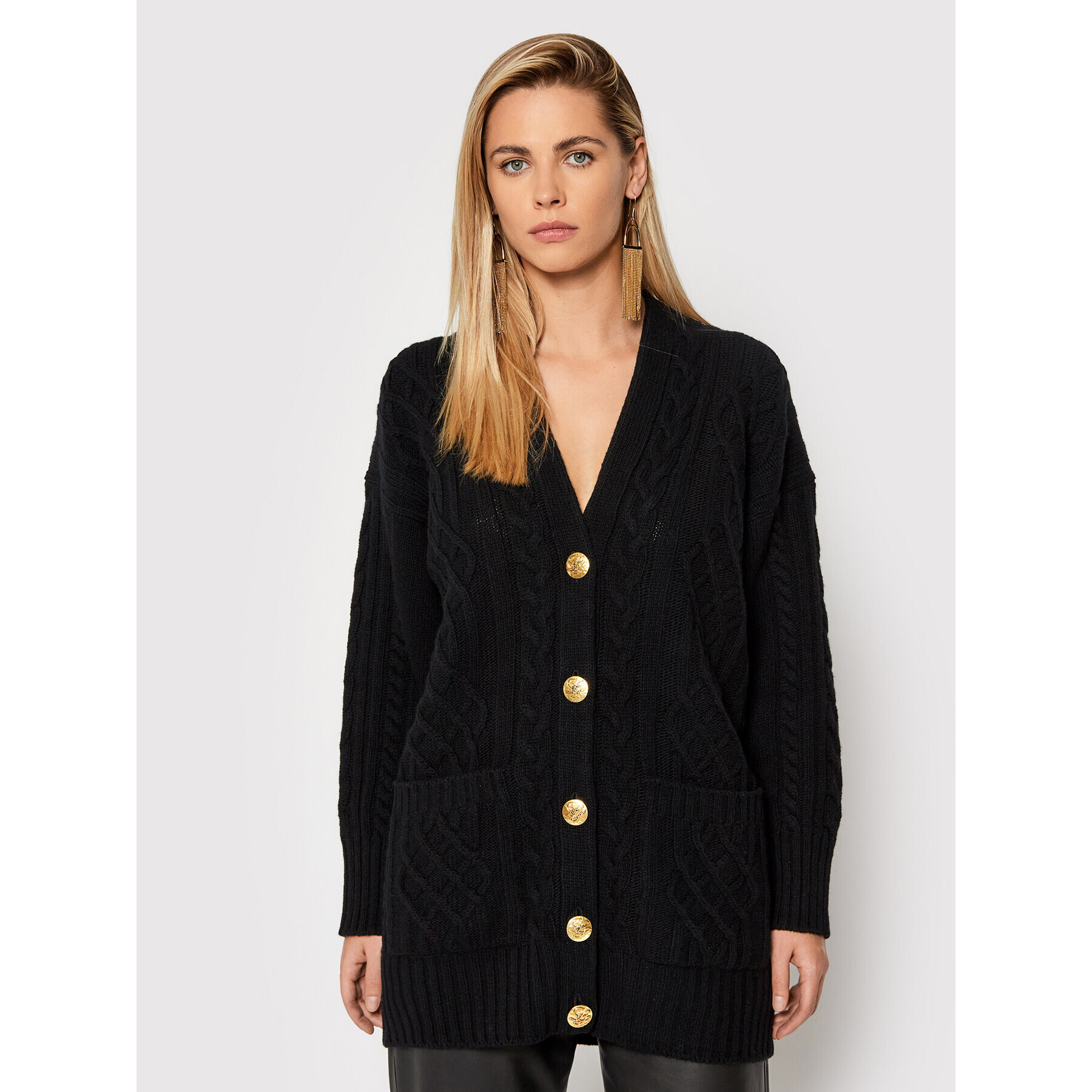 Luisa Spagnoli Cardigan Cant 057359 Negru Regular Fit - Pled.ro