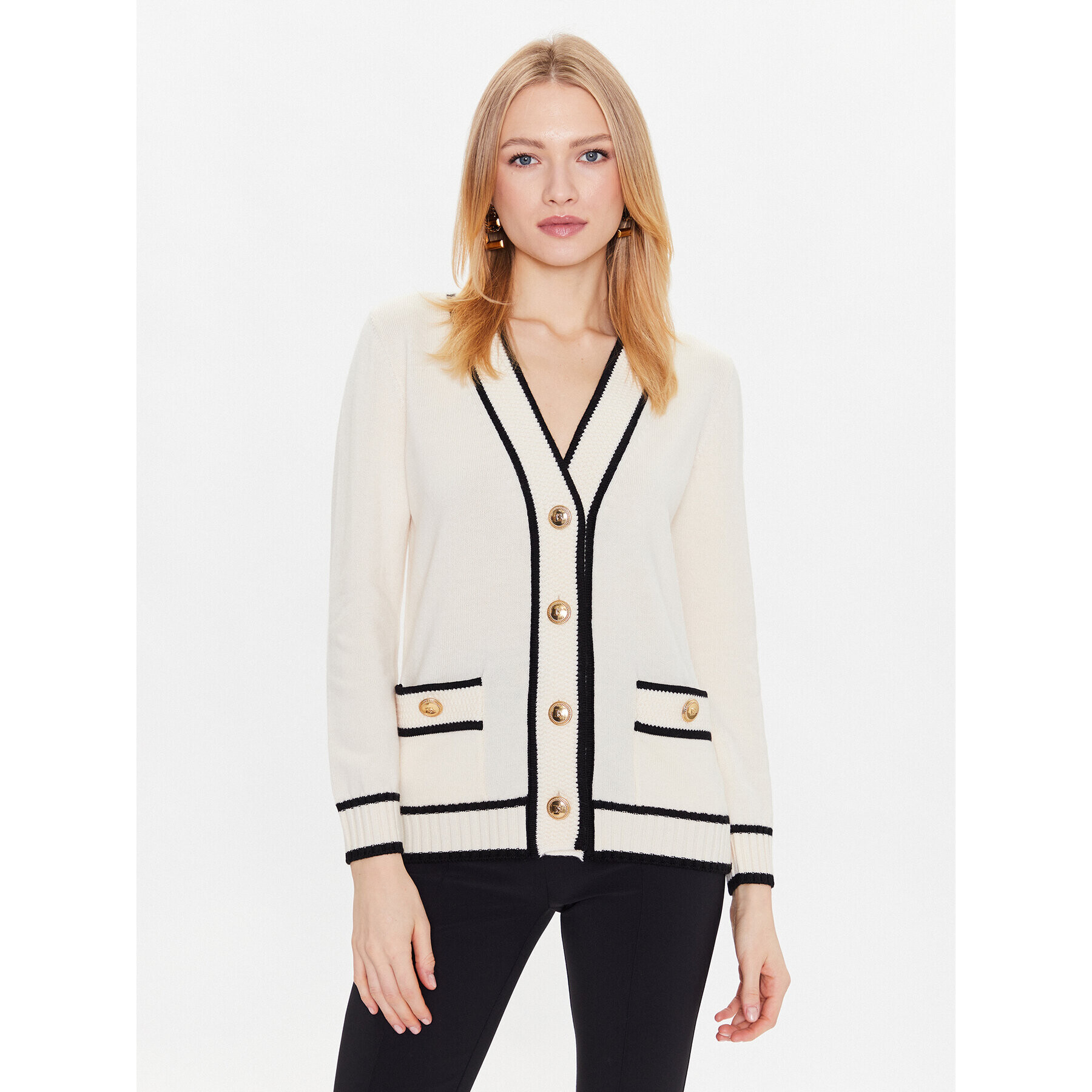 Luisa Spagnoli Cardigan Maggiore 57831 Écru Loose Fit - Pled.ro