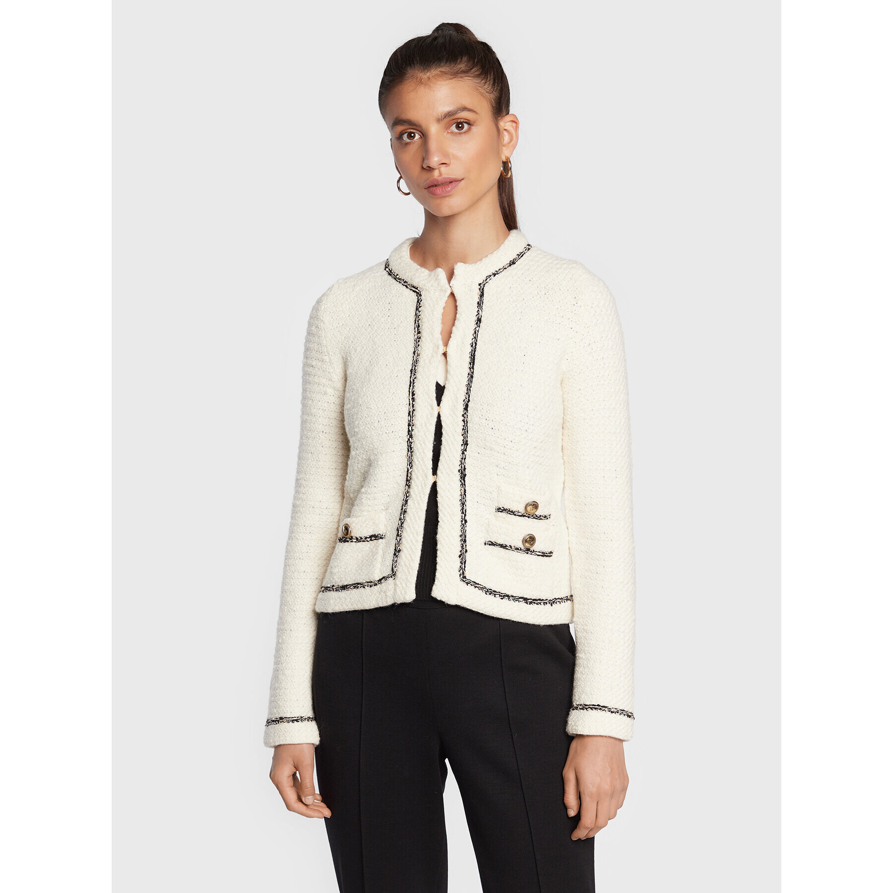 Luisa Spagnoli Cardigan Mansarda 0576702 Bej Regular Fit - Pled.ro