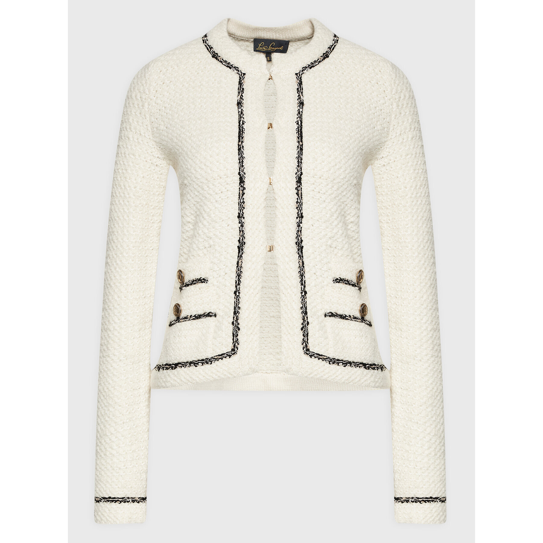 Luisa Spagnoli Cardigan Mansarda 0576702 Bej Regular Fit - Pled.ro