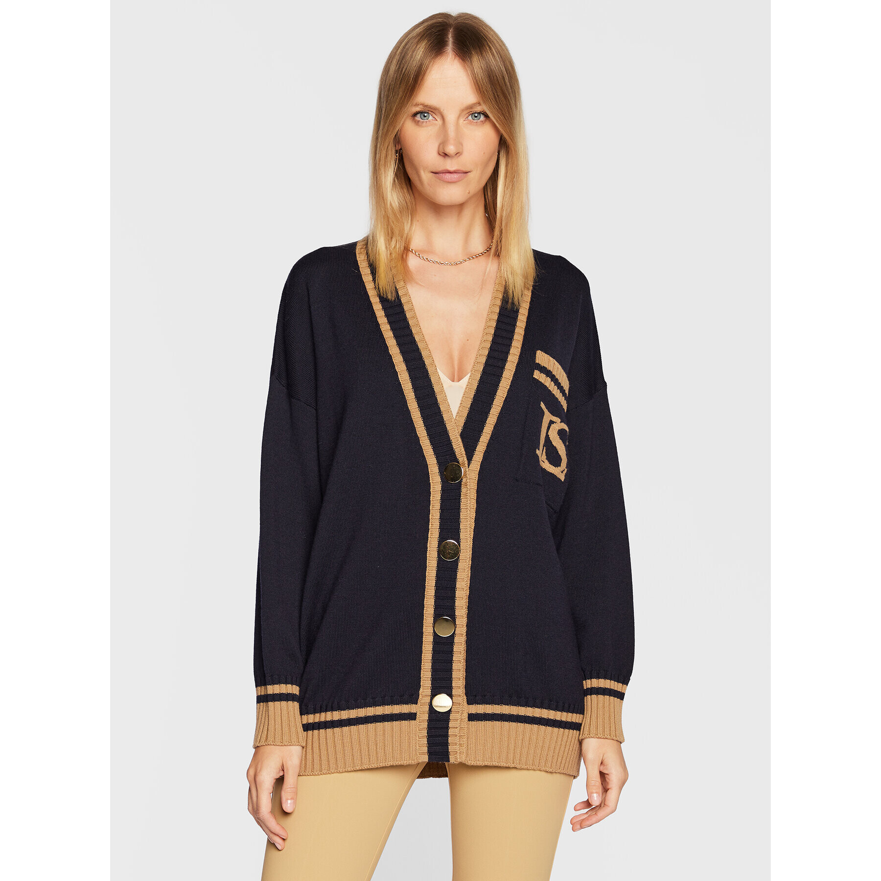 Luisa Spagnoli Cardigan Massaio 057669 Bleumarin Regular Fit - Pled.ro