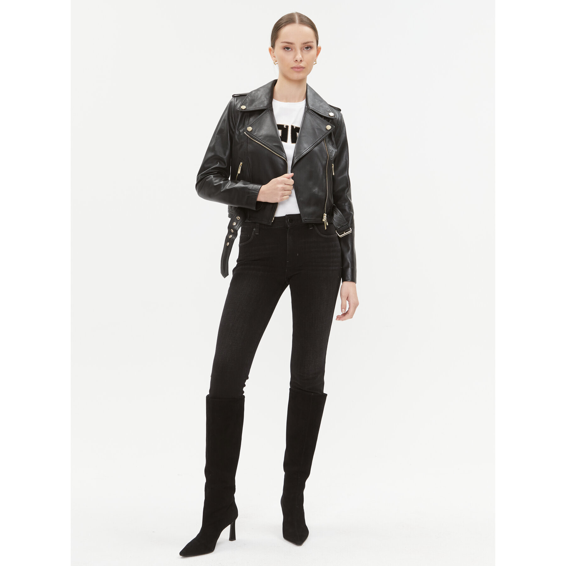 Luisa Spagnoli Geacă de piele Sonar 540192 Negru Slim Fit - Pled.ro