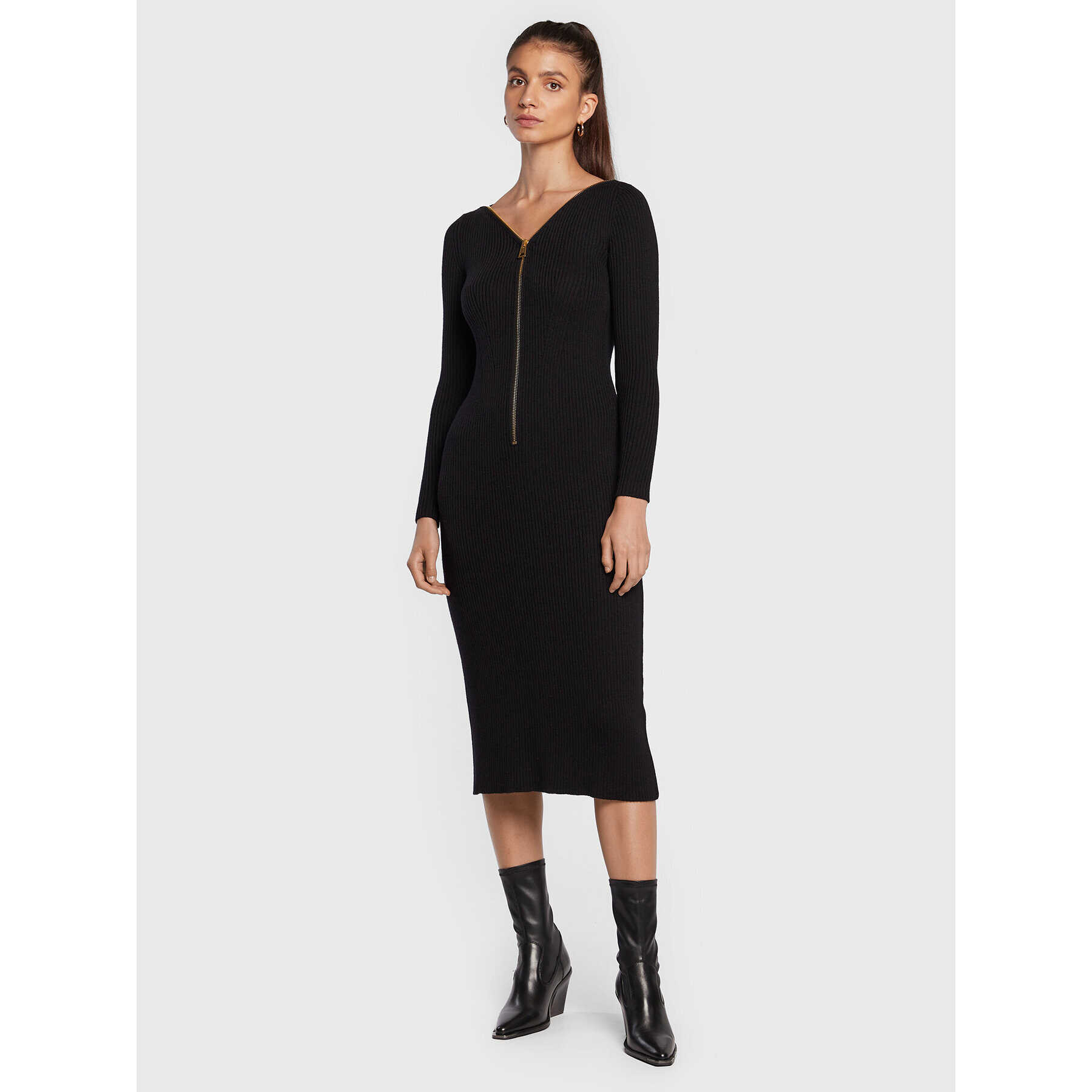 Luisa Spagnoli Rochie tricotată Melodia 0576462 Negru Regular Fit - Pled.ro