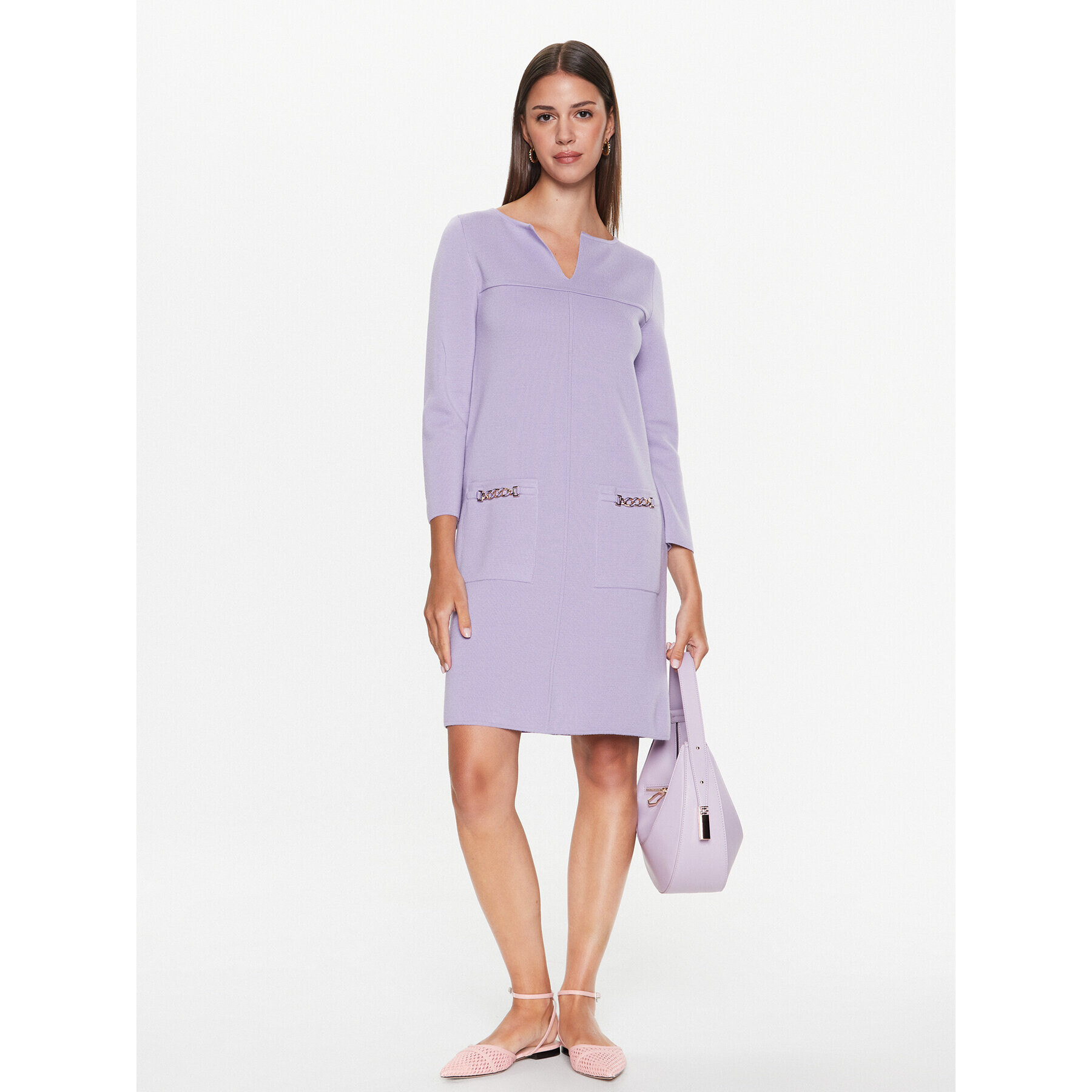 Luisa Spagnoli Rochie tricotată Monologo 57823 Violet Regular Fit - Pled.ro