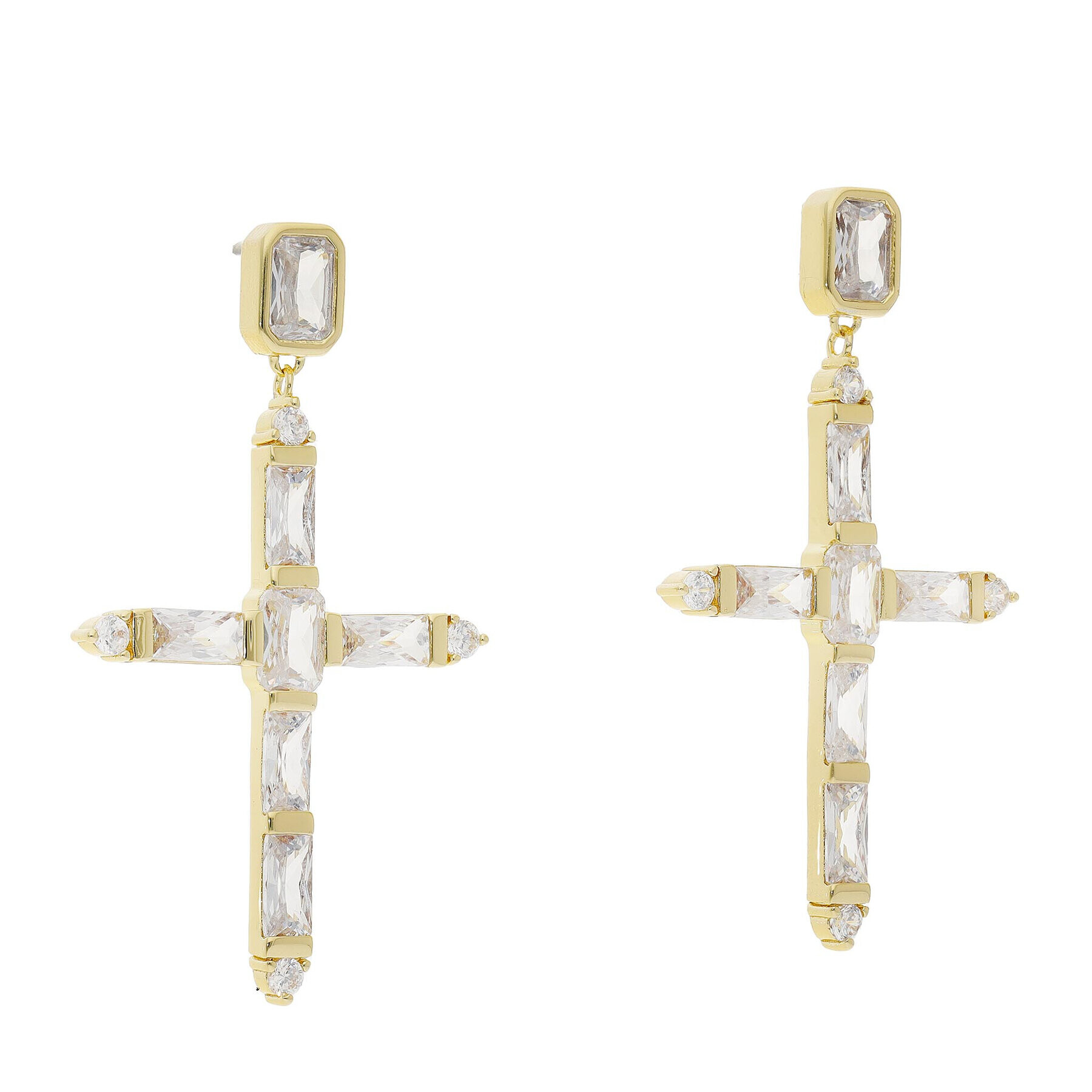 Luv AJ Cercei Baguette Cross Earrings FW22-E-BCE-G Auriu - Pled.ro