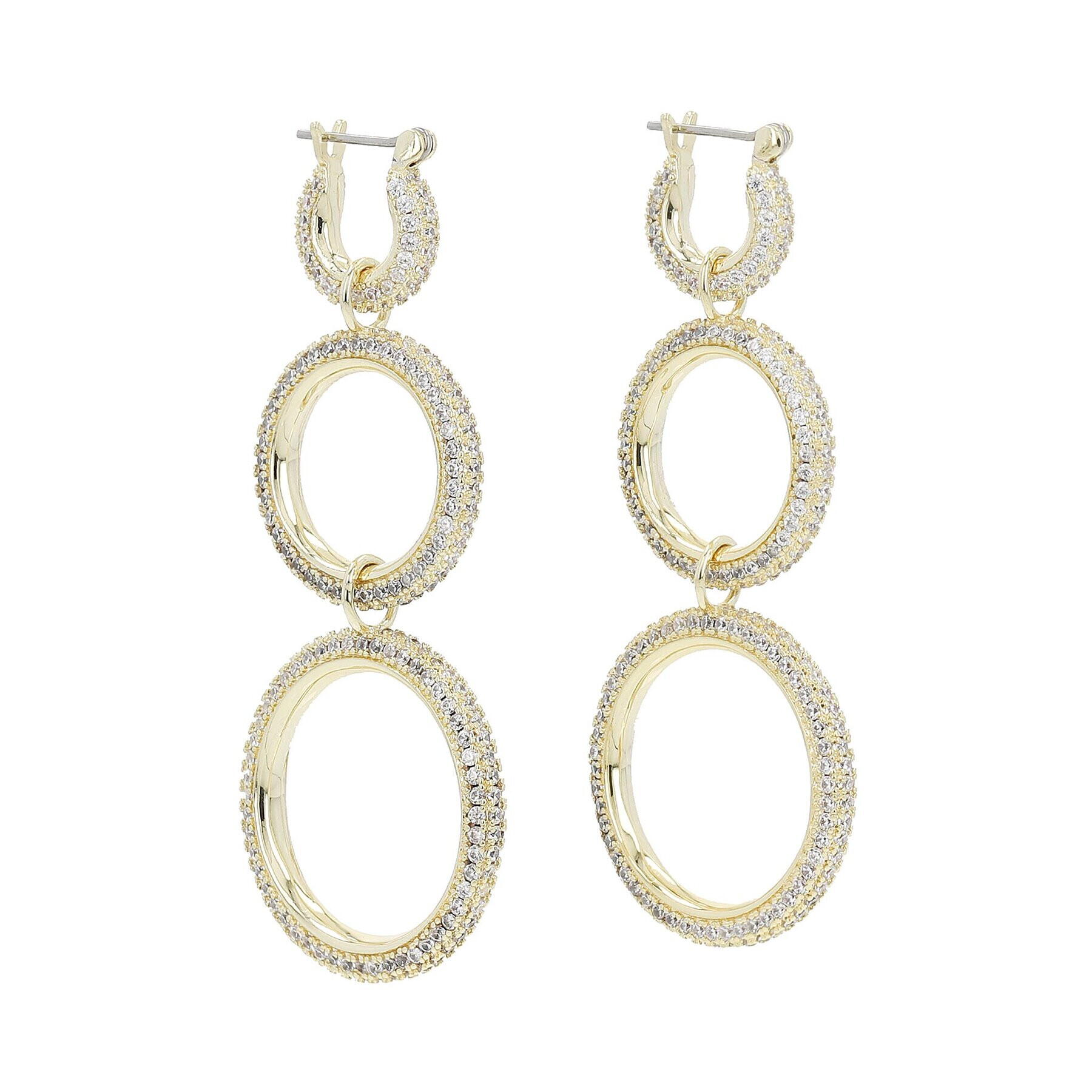 Luv AJ Cercei Triple Pave Hoops HOL22-E-TPH-G Auriu - Pled.ro