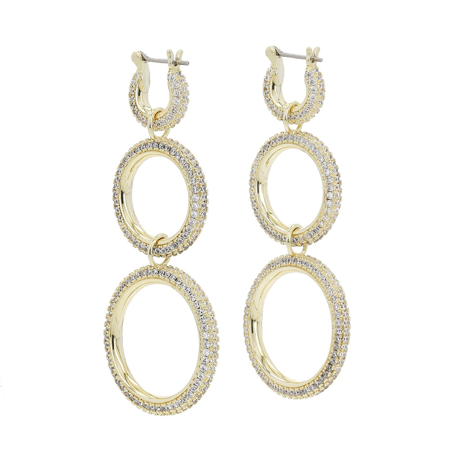 Luv AJ Cercei Triple Pave Hoops HOL22-E-TPH-G Auriu - Pled.ro