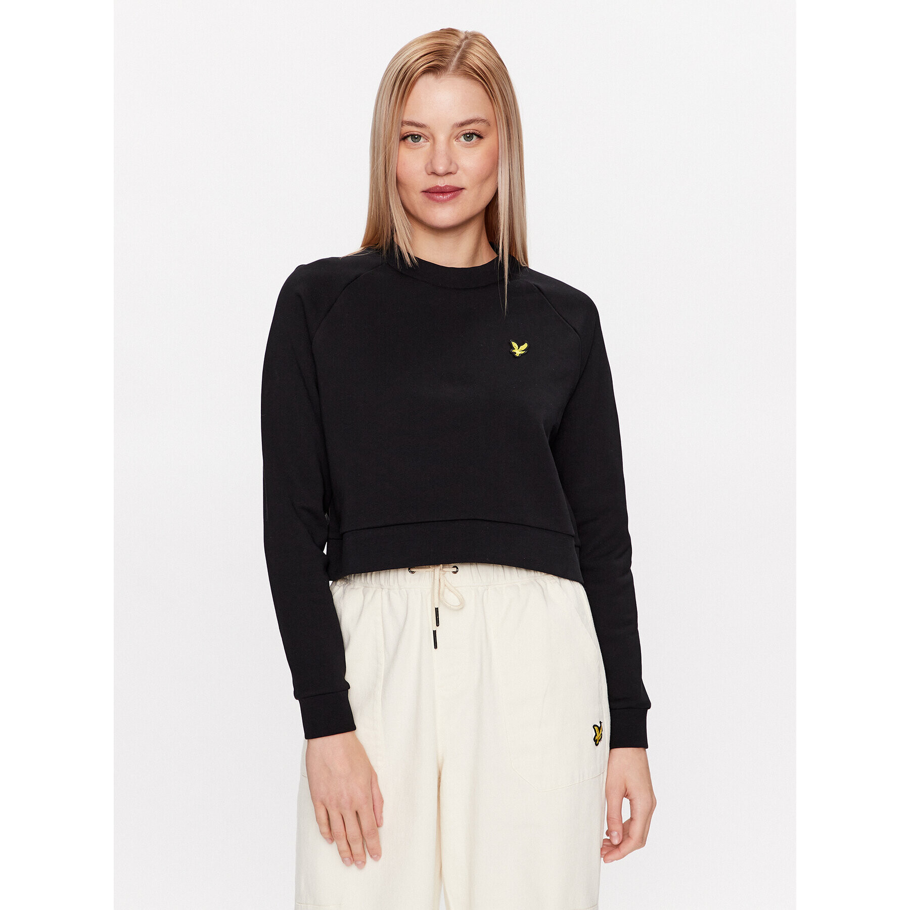 Lyle & Scott Bluză Cropped Sweatshirt MLW1609V Negru Regular Fit - Pled.ro