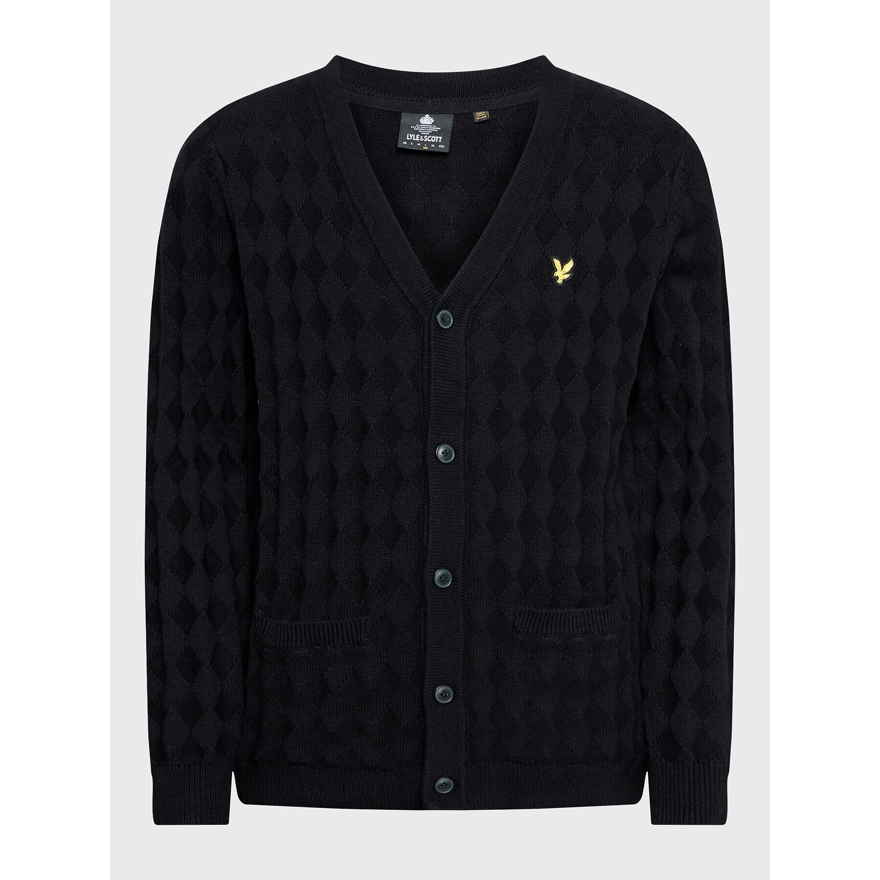 Lyle & Scott Cardigan Argyle KN1703V Negru Regular Fit - Pled.ro