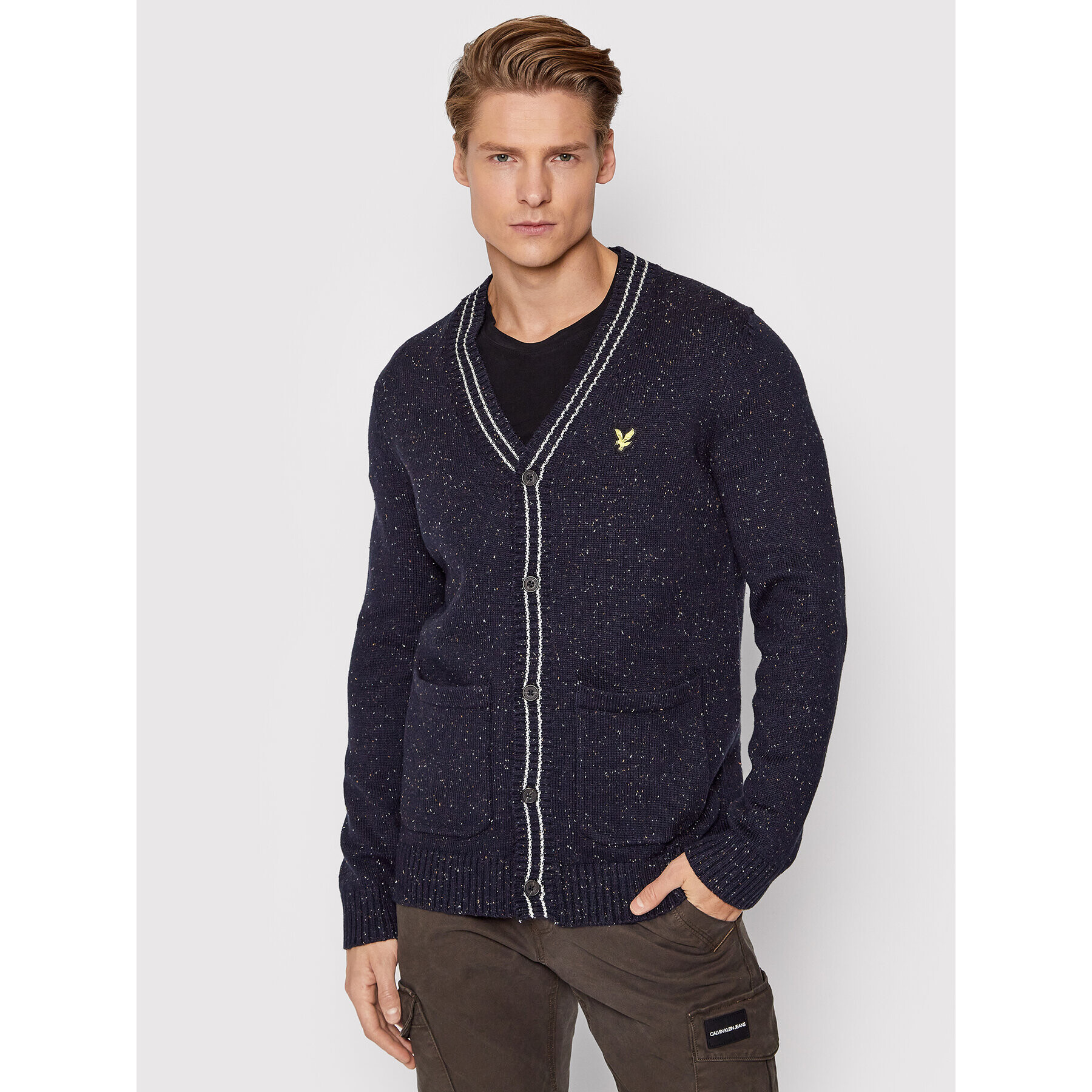 Lyle & Scott Cardigan Flecked KN1505V Bleumarin Regular Fit - Pled.ro