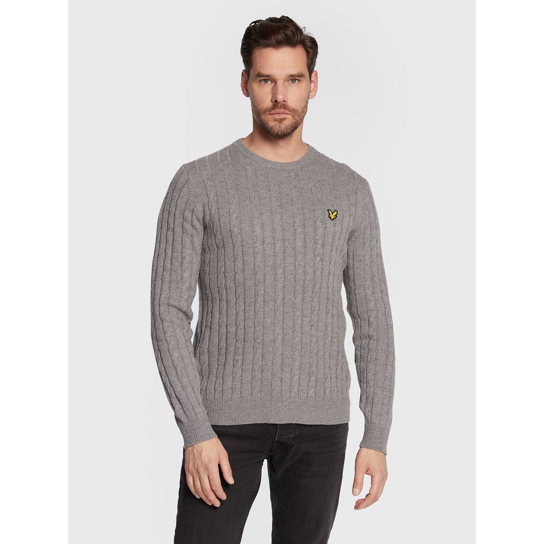 Lyle & Scott Pulover Cable Jumper KN732V Gri Regular Fit - Pled.ro