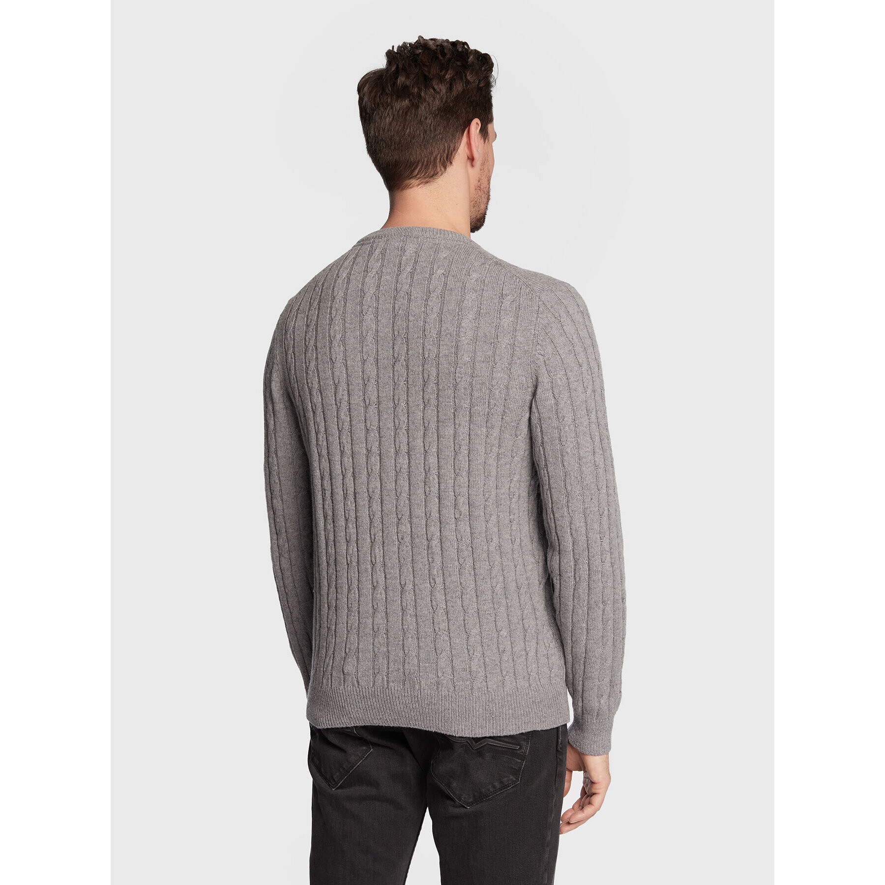 Lyle & Scott Pulover Cable Jumper KN732V Gri Regular Fit - Pled.ro