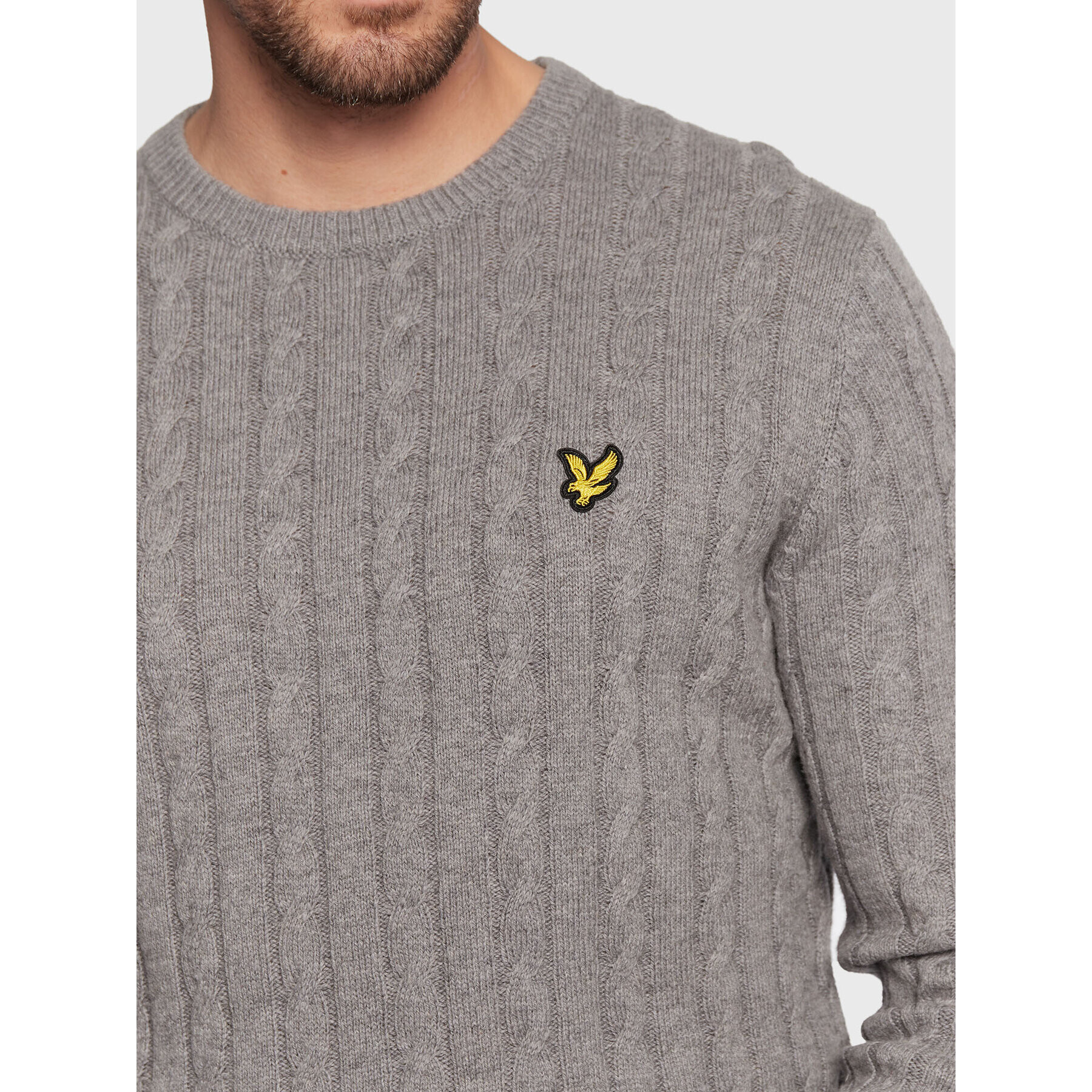 Lyle & Scott Pulover Cable Jumper KN732V Gri Regular Fit - Pled.ro