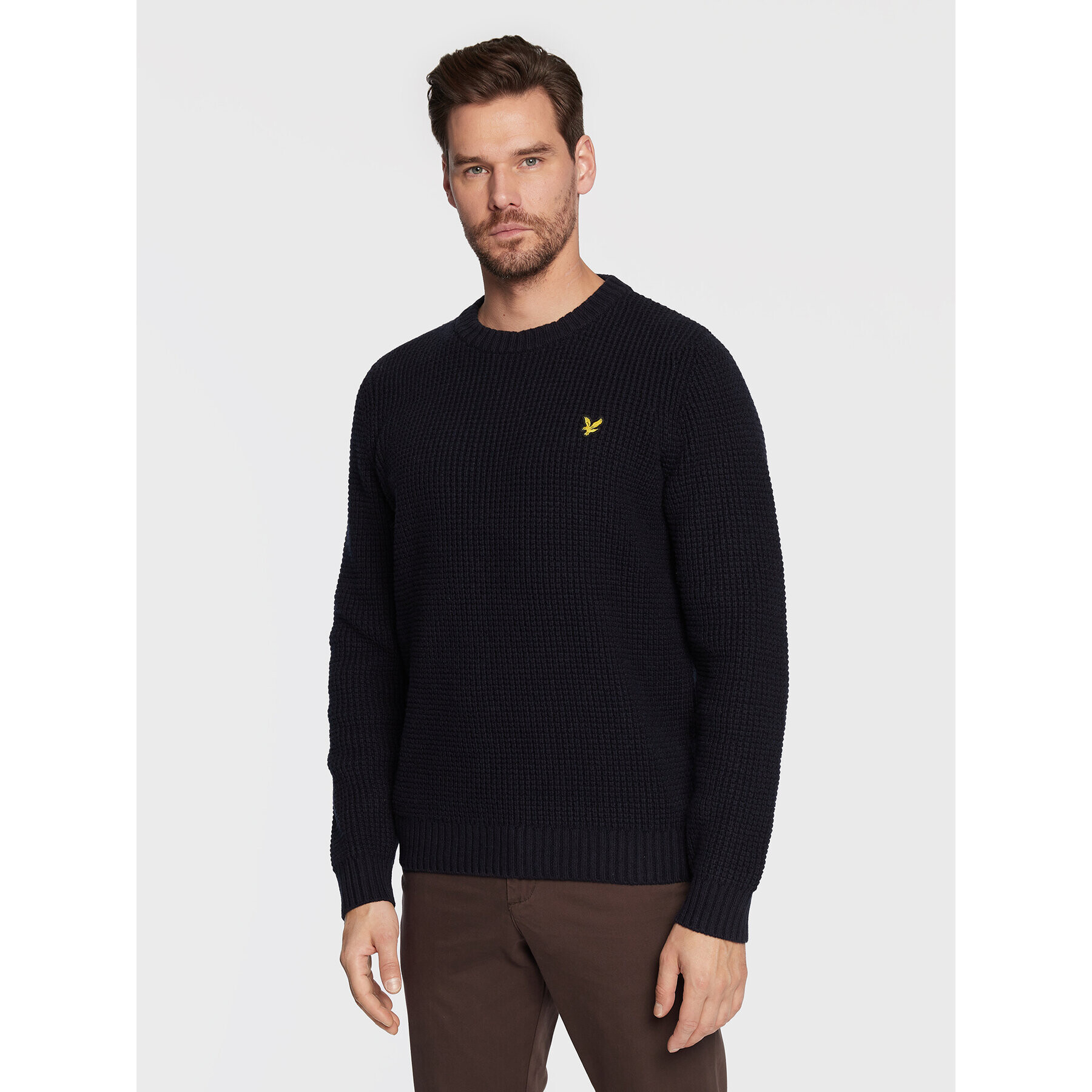 Lyle & Scott Pulover Thermal Stitch KN1708V Bleumarin Regular Fit - Pled.ro