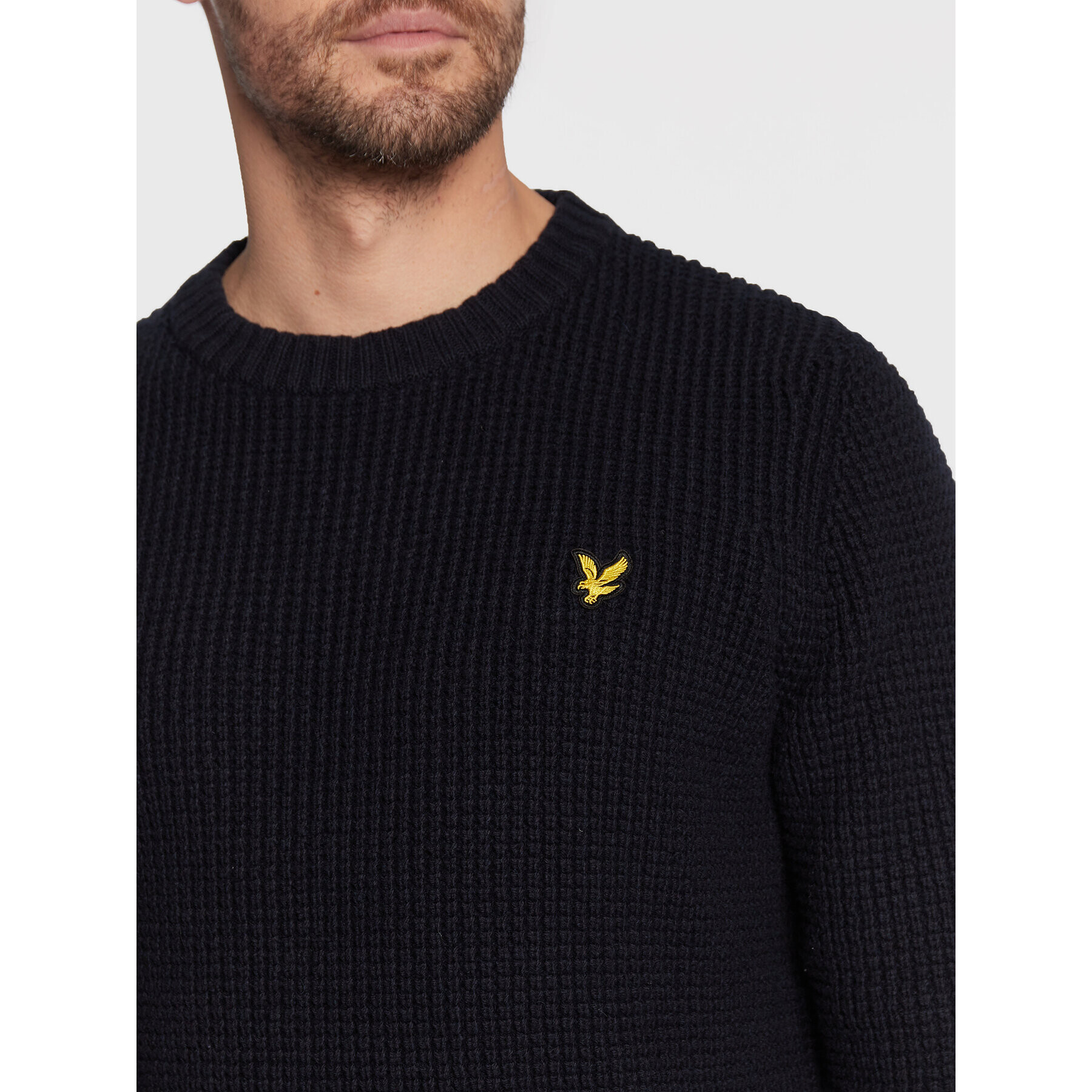 Lyle & Scott Pulover Thermal Stitch KN1708V Bleumarin Regular Fit - Pled.ro