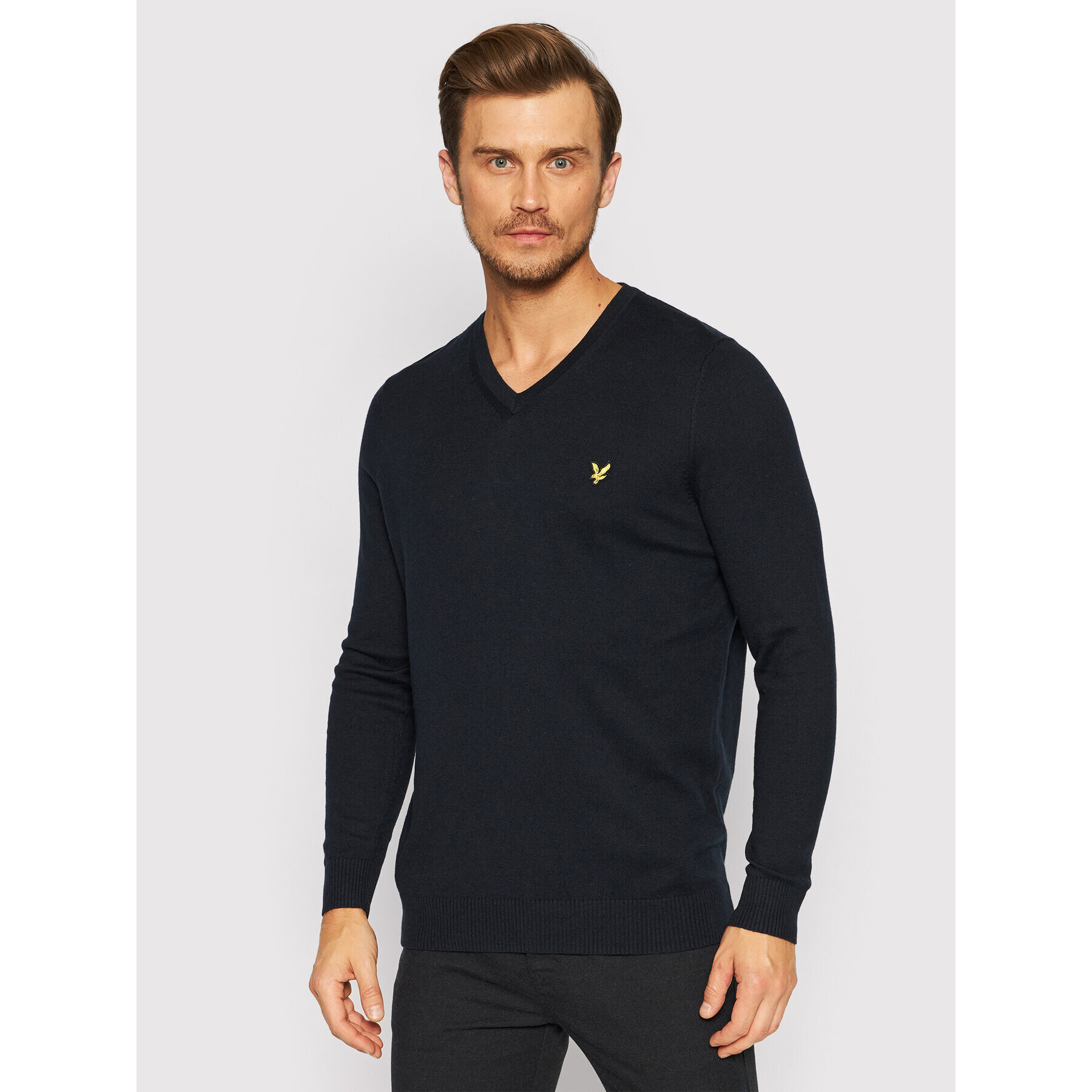 Lyle & Scott Pulover V Neck KN401VC Bleumarin Slim Fit - Pled.ro