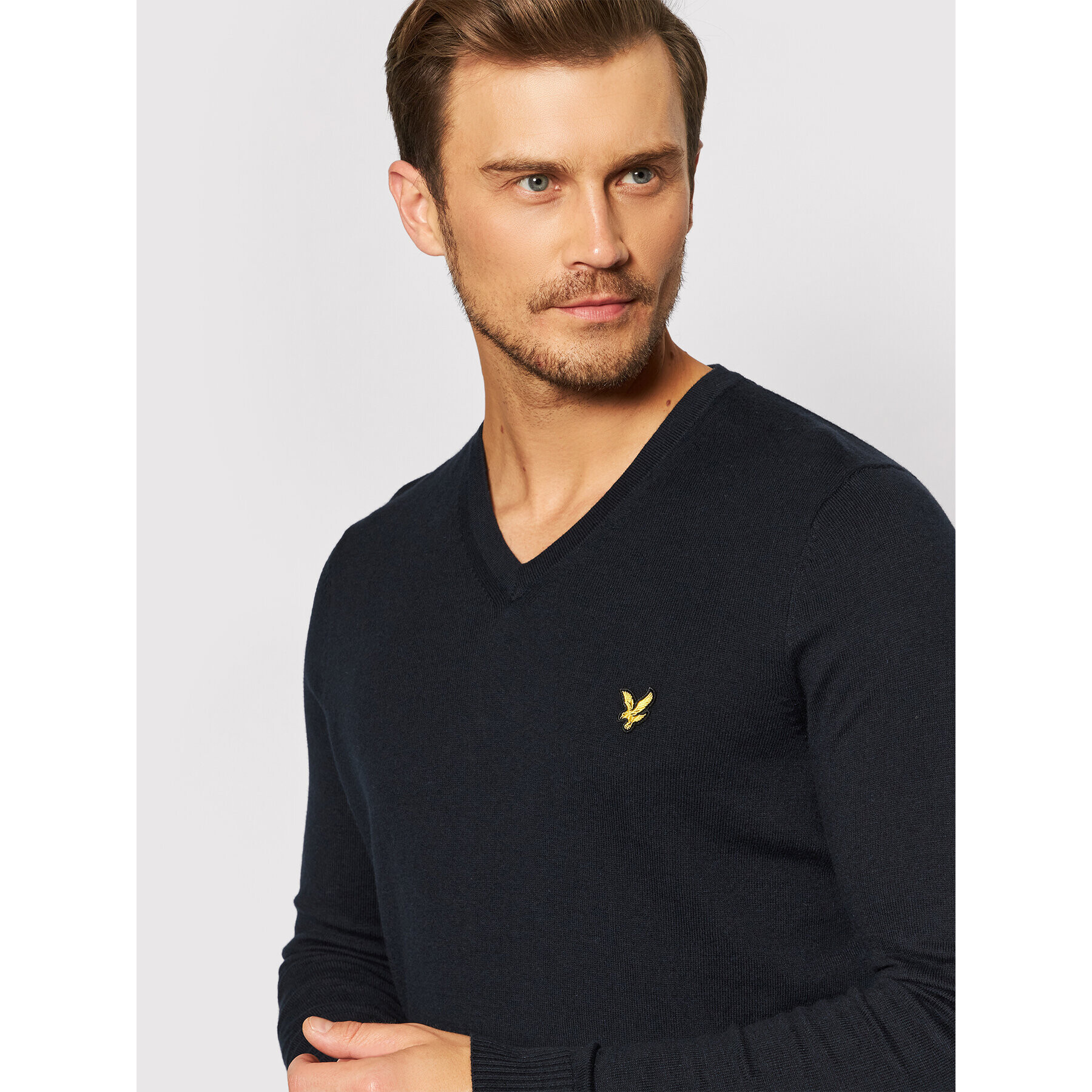 Lyle & Scott Pulover V Neck KN401VC Bleumarin Slim Fit - Pled.ro