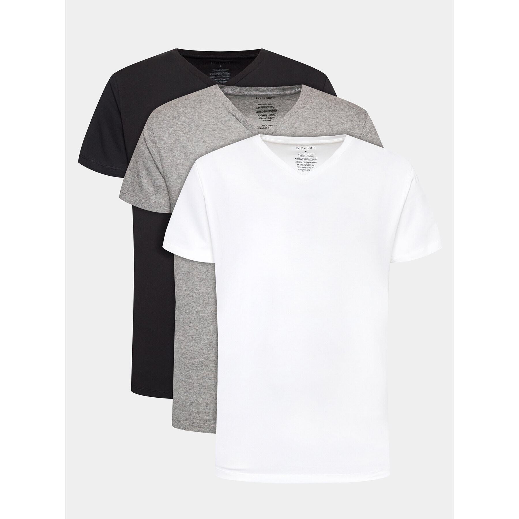 Lyle & Scott Set 3 tricouri Parker 3 Pack V Neck T-shirt LG1803V Negru Regular Fit - Pled.ro