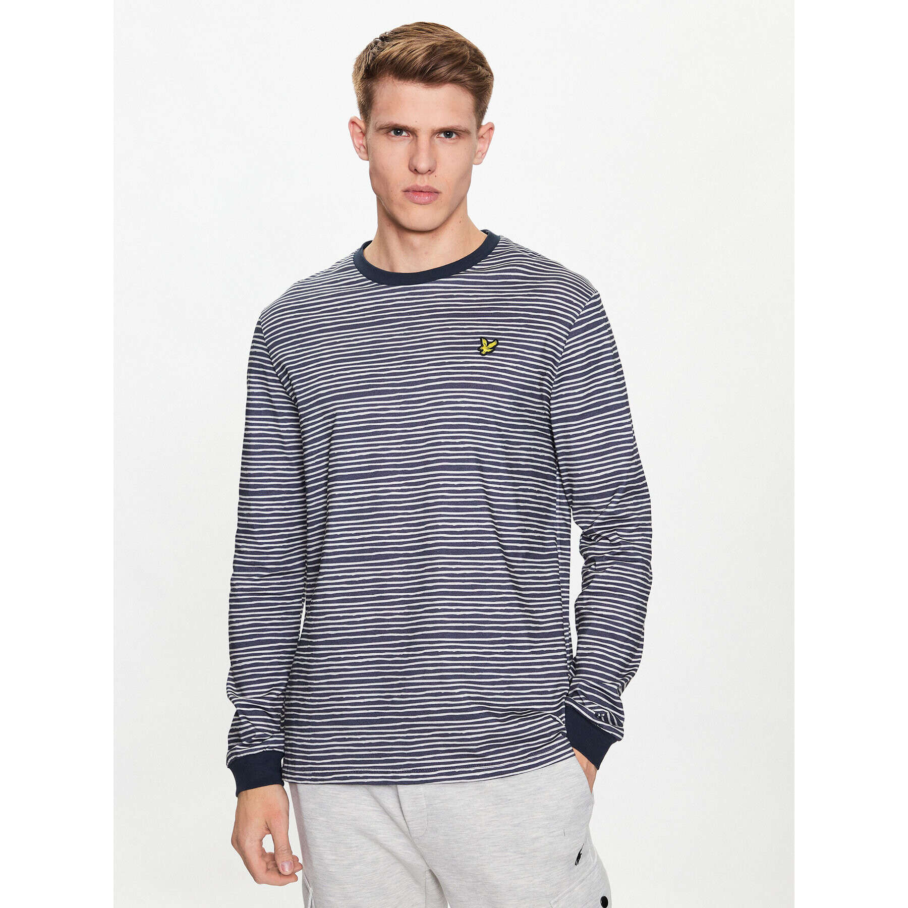 Lyle & Scott Tricou BRETON STRIPE LONG SLEEVE T SHIRT TS1808V Bleumarin Regular Fit - Pled.ro