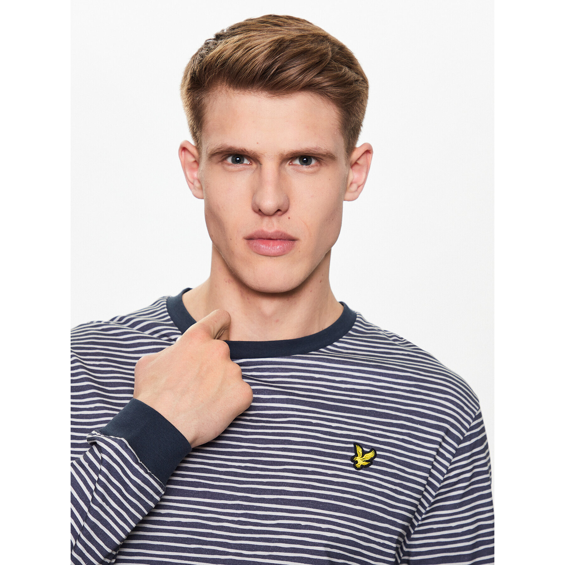 Lyle & Scott Tricou BRETON STRIPE LONG SLEEVE T SHIRT TS1808V Bleumarin Regular Fit - Pled.ro