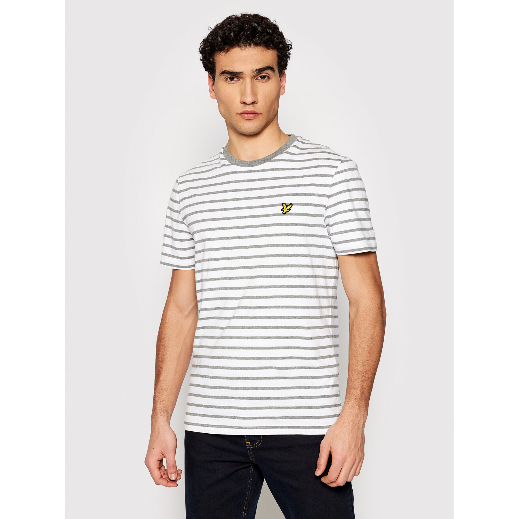 Lyle & Scott Tricou Breton Stripe TS508VB Alb Regular Fit - Pled.ro