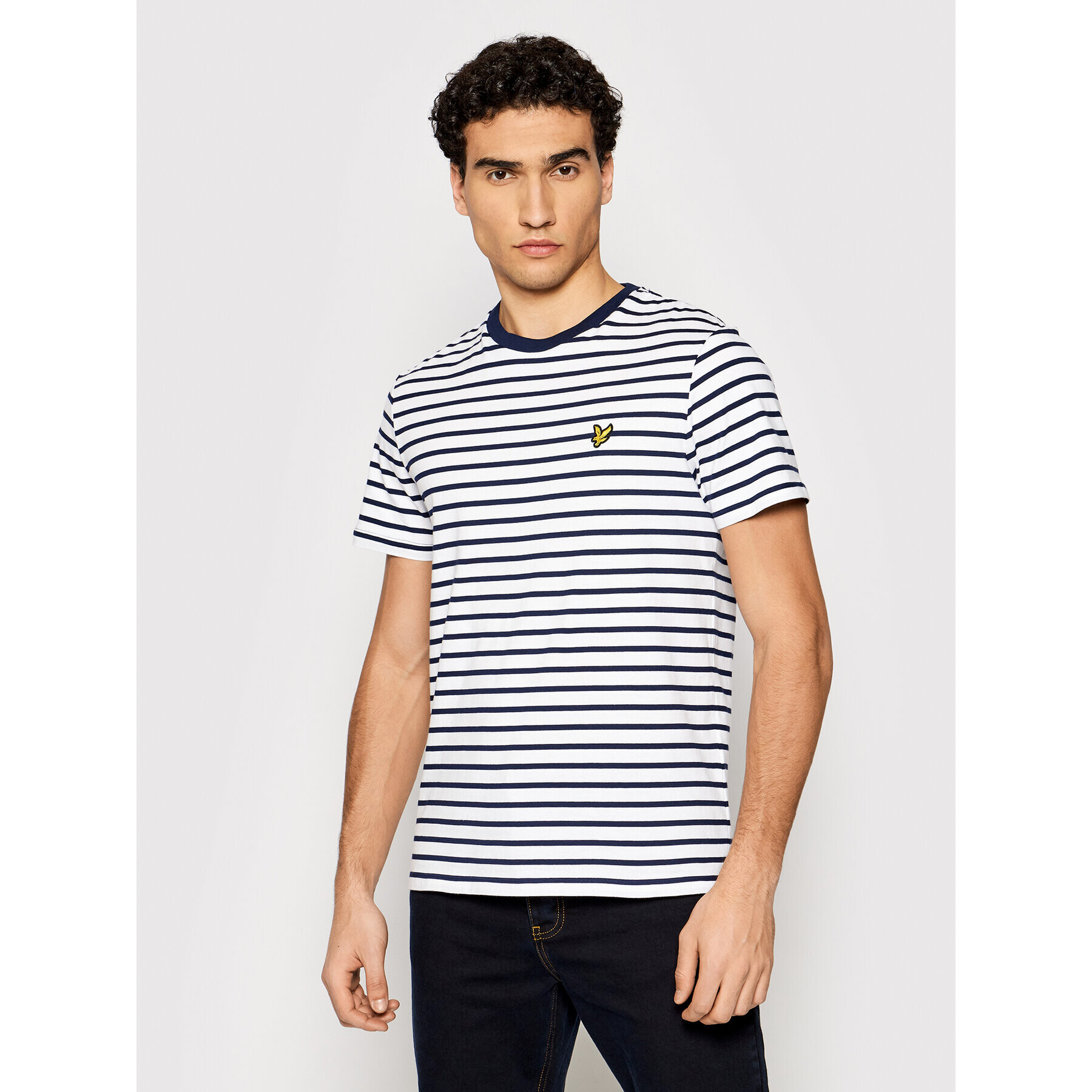 Lyle & Scott Tricou Breton Stripe TS508VB Alb Regular Fit - Pled.ro