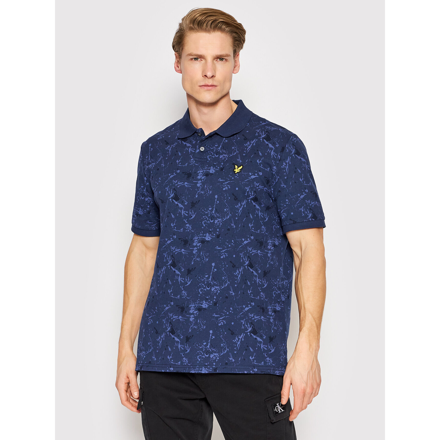 Lyle & Scott Tricou polo Splatter Print SP1608V Bleumarin Relaxed Fit - Pled.ro