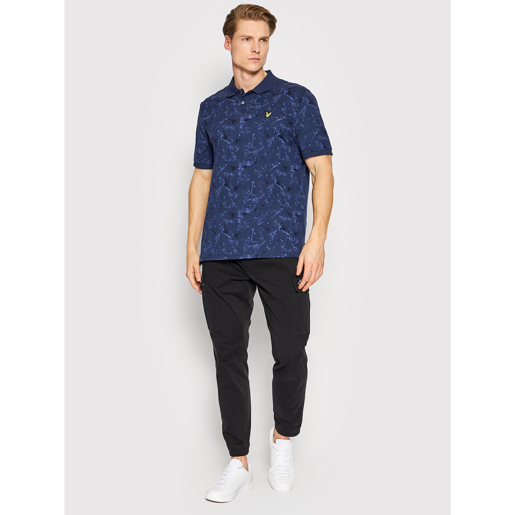 Lyle & Scott Tricou polo Splatter Print SP1608V Bleumarin Relaxed Fit - Pled.ro