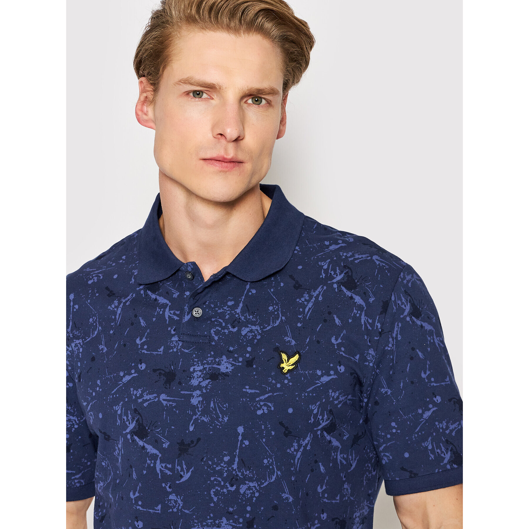 Lyle & Scott Tricou polo Splatter Print SP1608V Bleumarin Relaxed Fit - Pled.ro