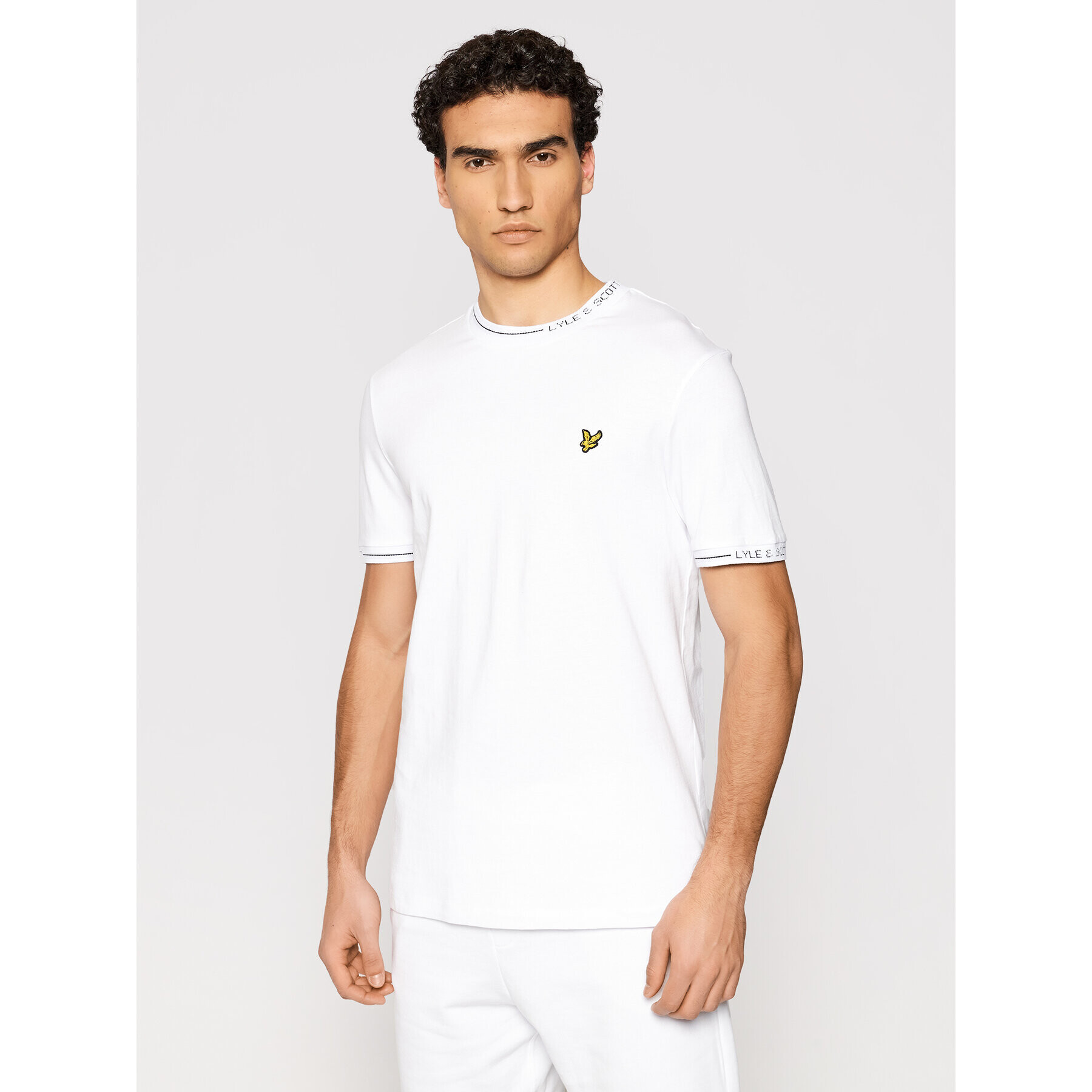 Lyle & Scott Tricou Seasonal Branded Ringer TS1419V Alb Regular Fit - Pled.ro