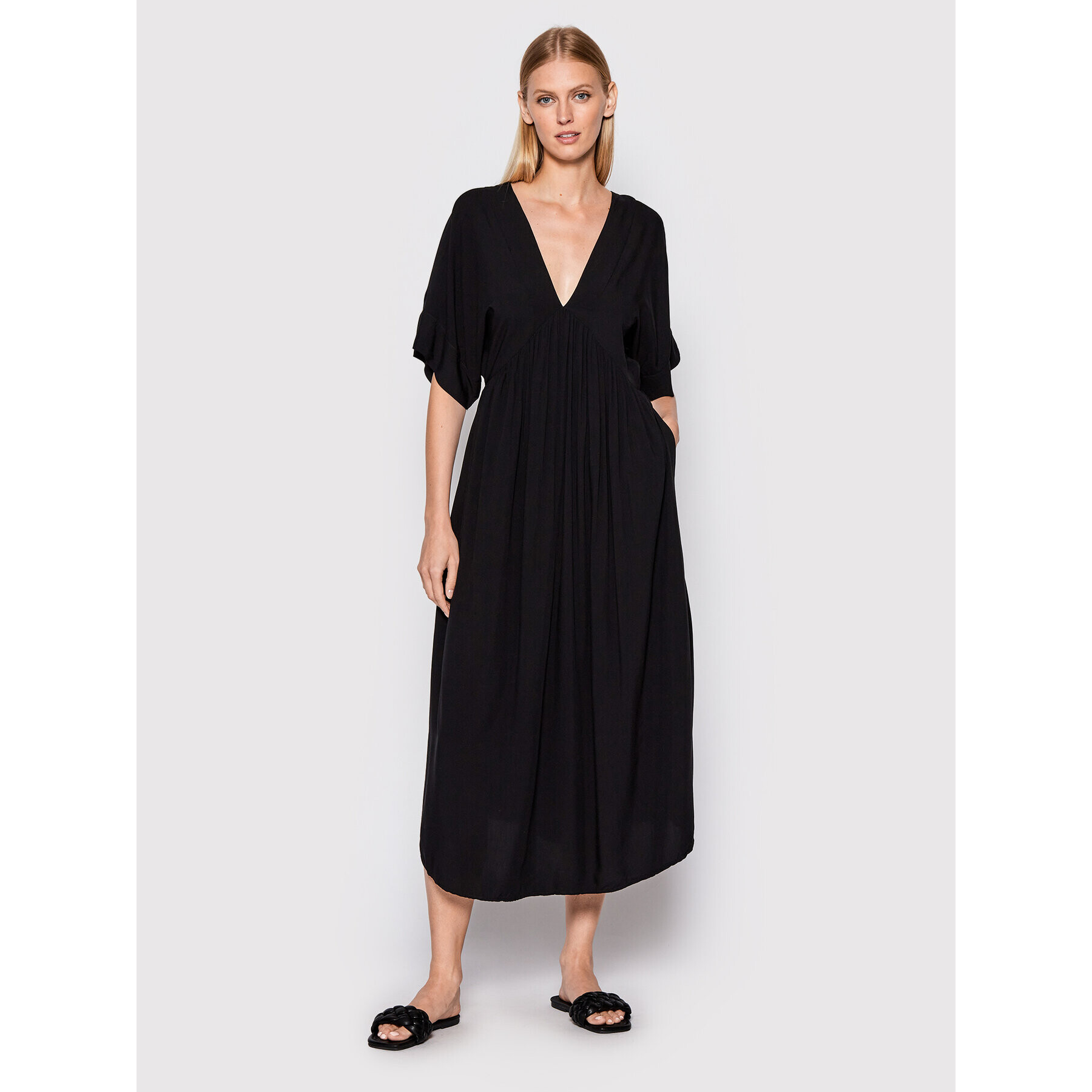 Malai Rochie de vară Shona C86001 Negru Relaxed Fit - Pled.ro