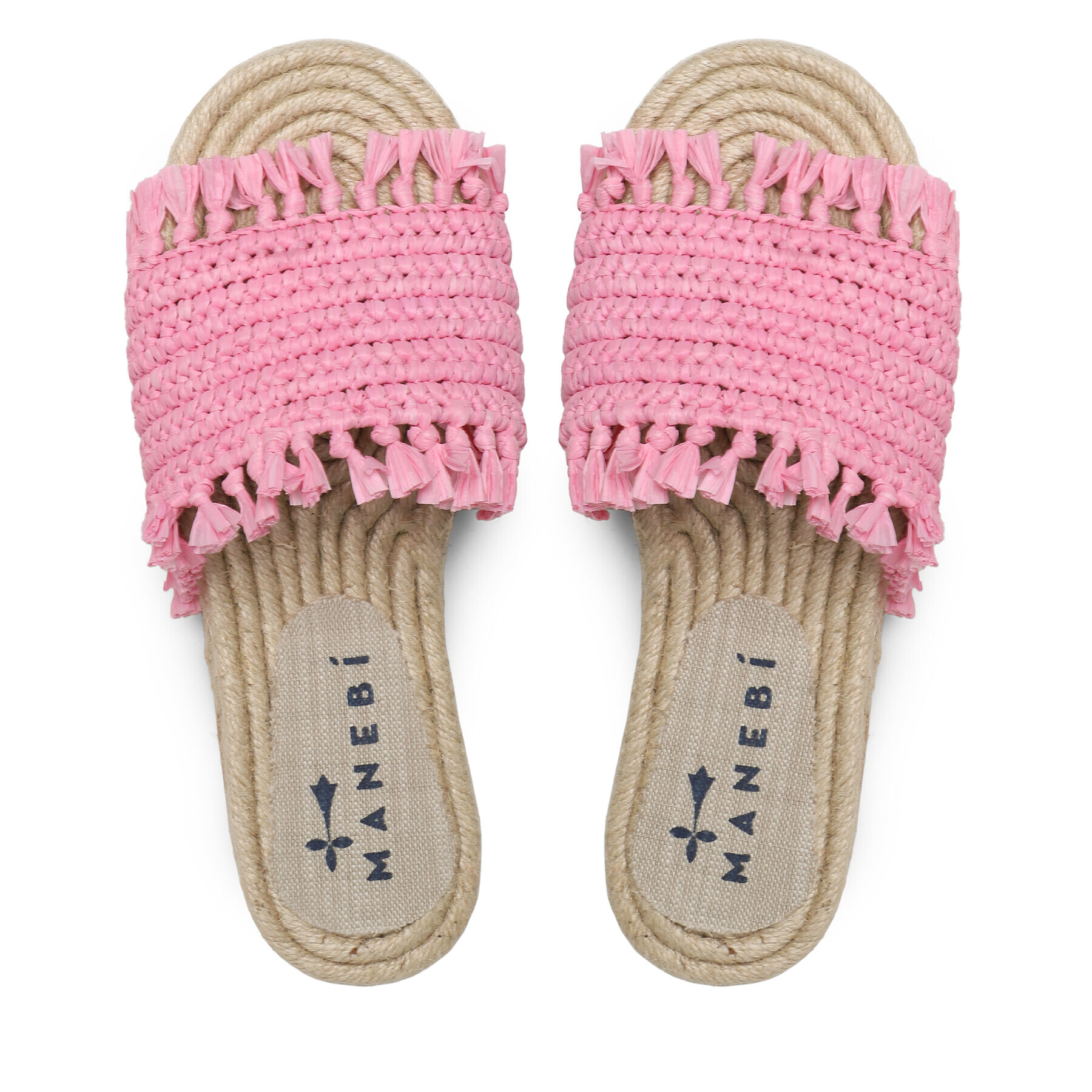 Manebi Espadrile Fringed Knots Raffia Jute Sandals V 2.9 Y0 Roz - Pled.ro