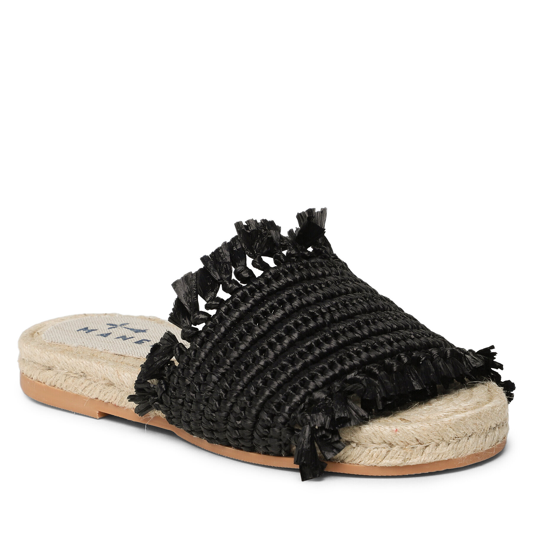 Manebi Espadrile Fringed Knots Raffia Jute Sandals V 3.1 Y0 Negru - Pled.ro