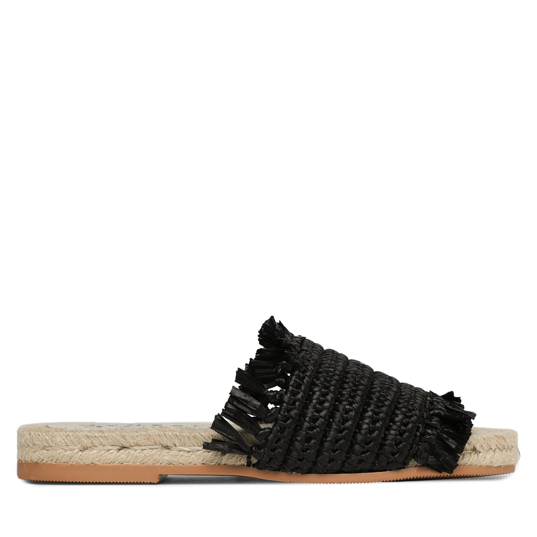 Manebi Espadrile Fringed Knots Raffia Jute Sandals V 3.1 Y0 Negru - Pled.ro