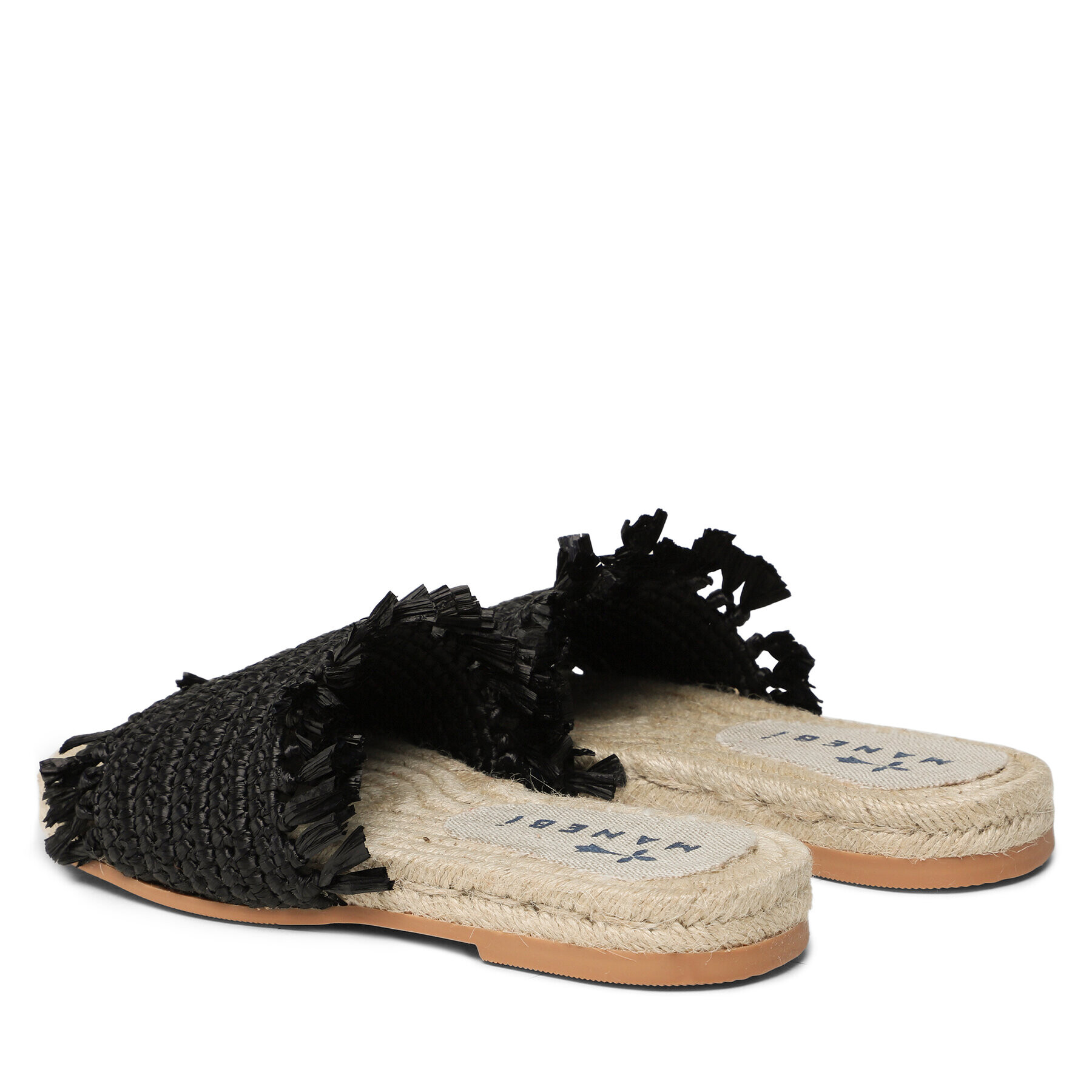 Manebi Espadrile Fringed Knots Raffia Jute Sandals V 3.1 Y0 Negru - Pled.ro