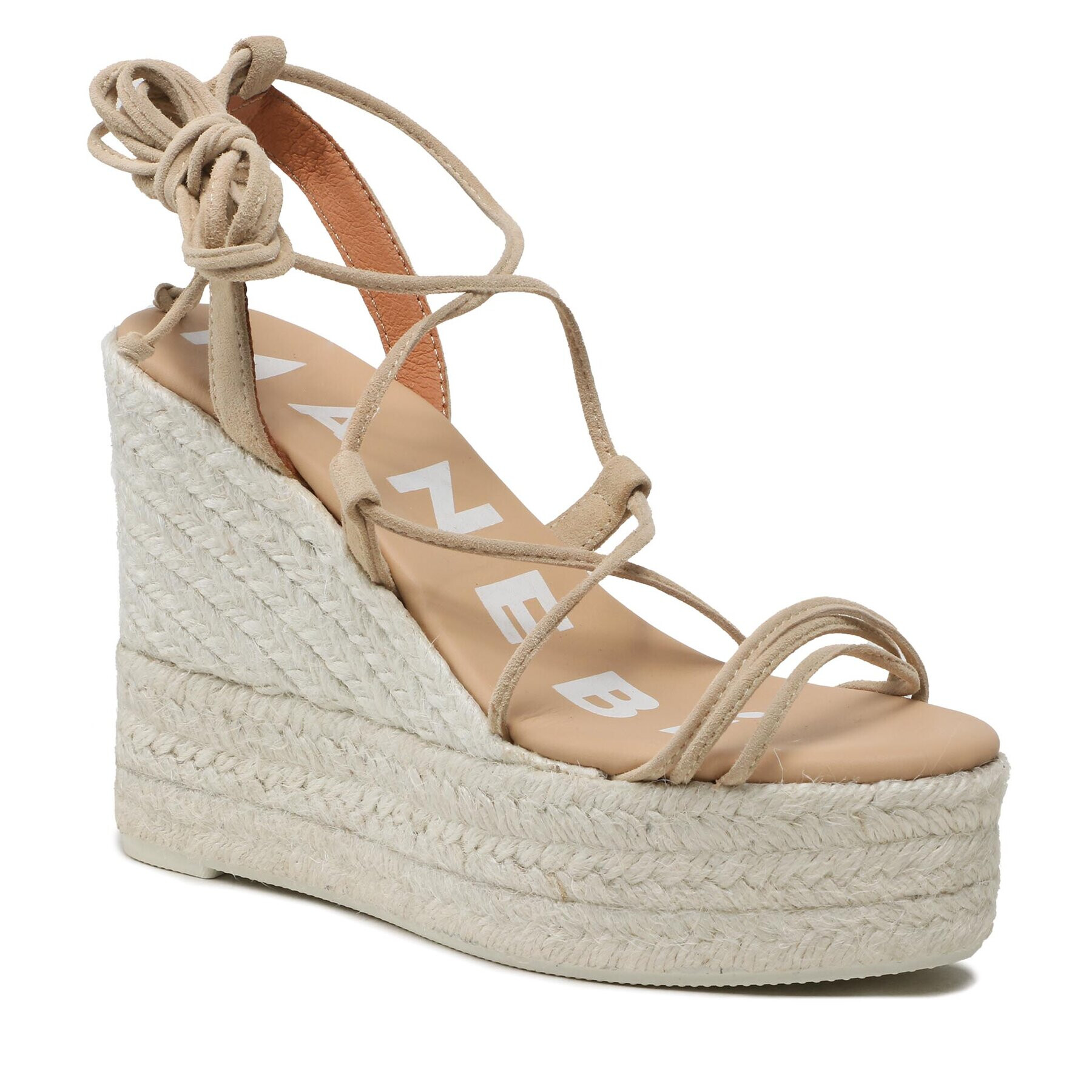 Manebi Espadrile Soft Suede Lace-Up Wedge Espadrilles M 1.1 WA Bej - Pled.ro