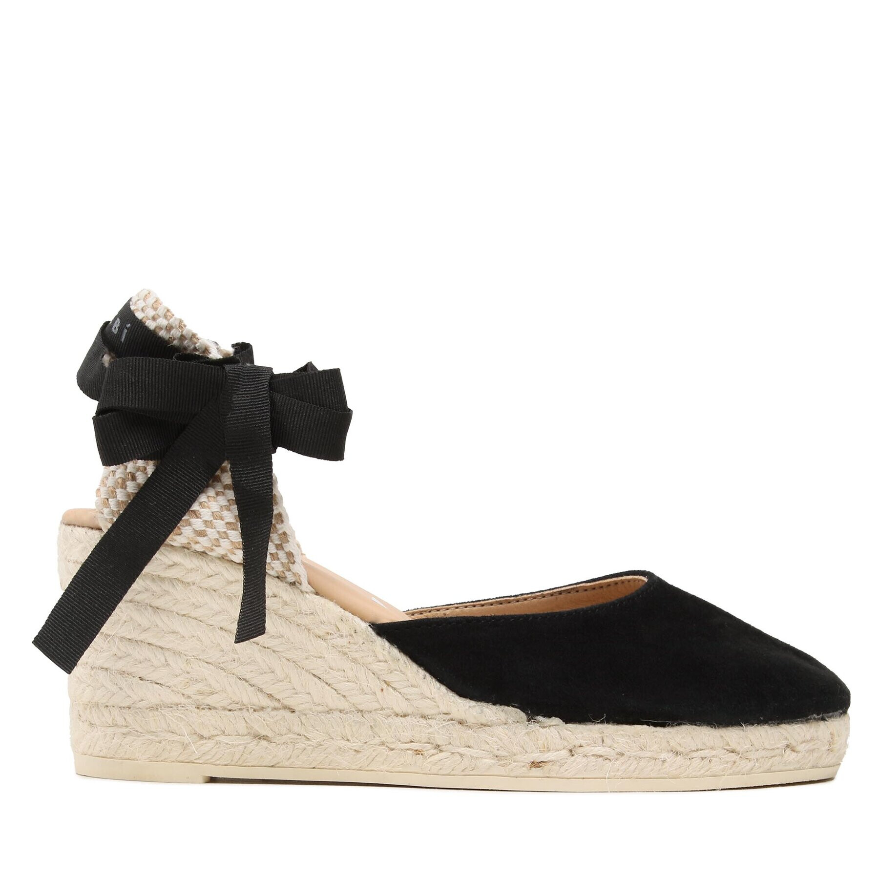 Manebi Espadrile Soft Suede Low Wedge Espadrilles K 1.0 WL Negru - Pled.ro