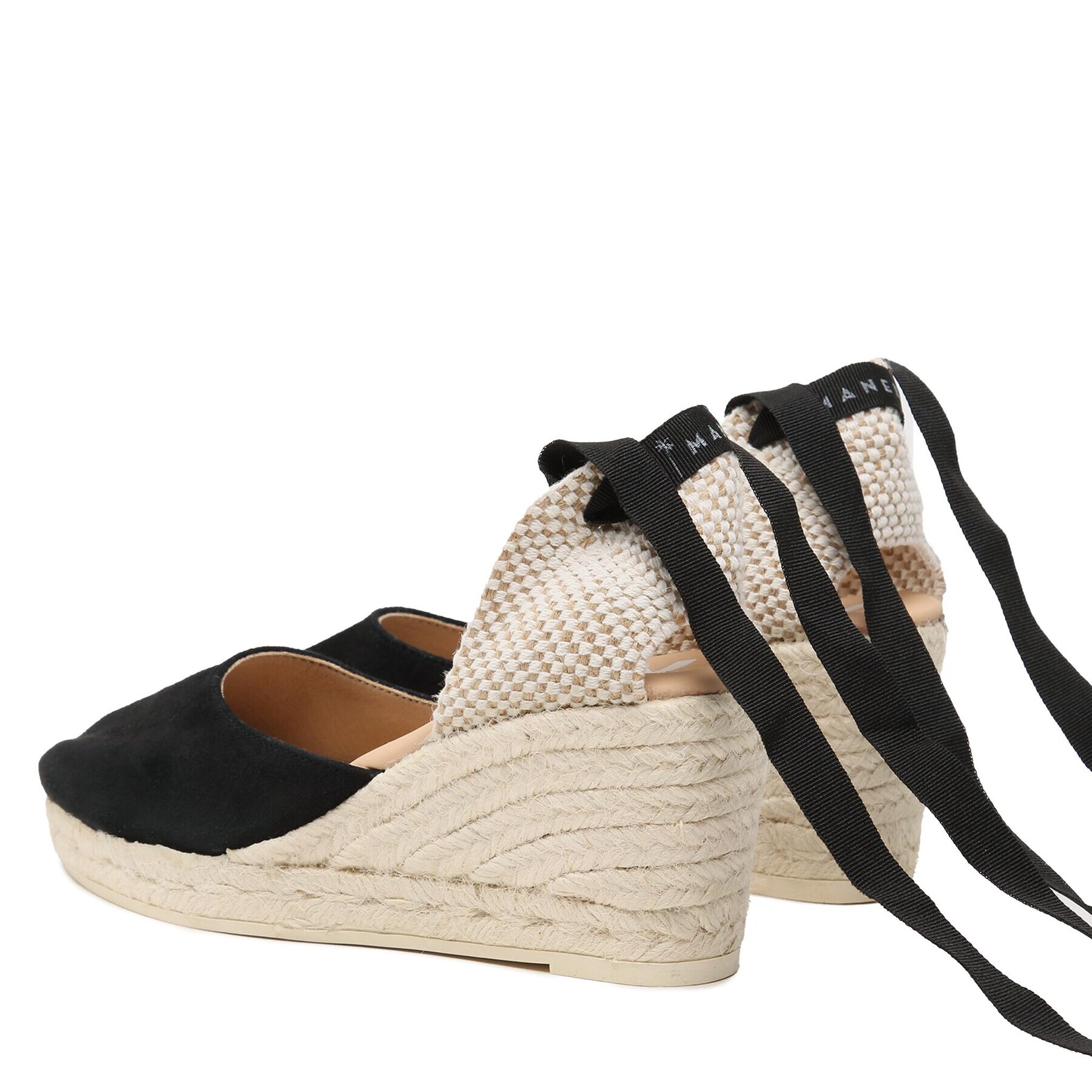 Manebi Espadrile Soft Suede Low Wedge Espadrilles K 1.0 WL Negru - Pled.ro