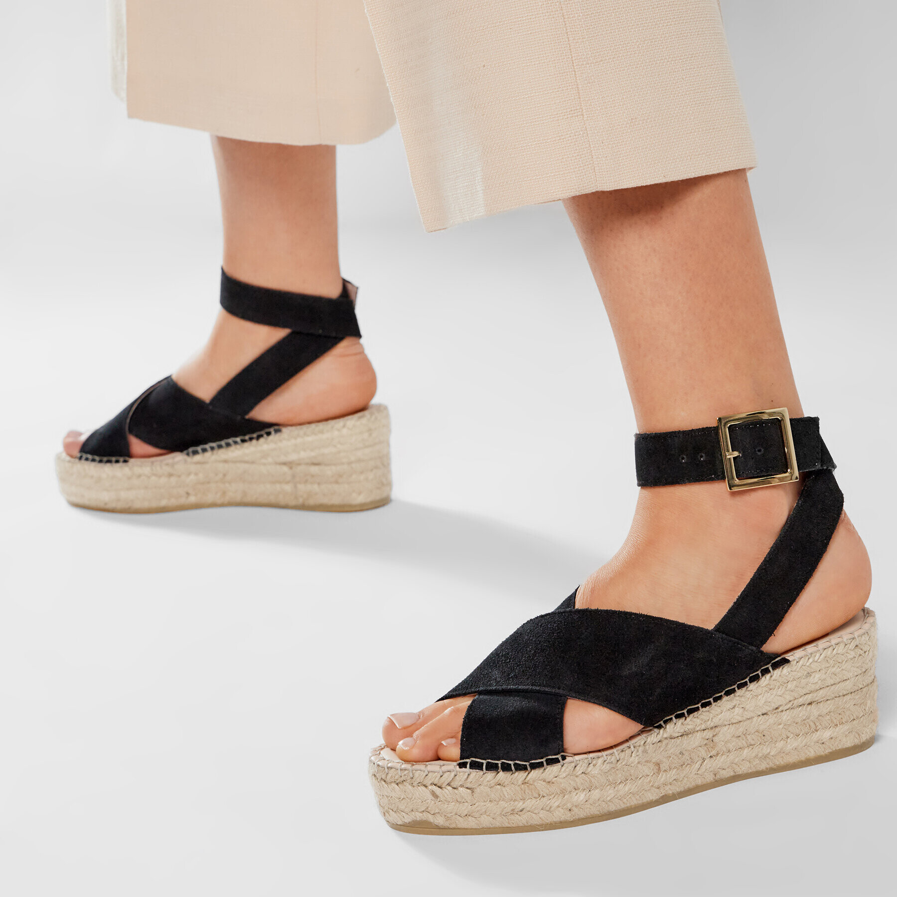 Manebi Espadrile Wedges W Belt K 1.0 Wb Negru - Pled.ro