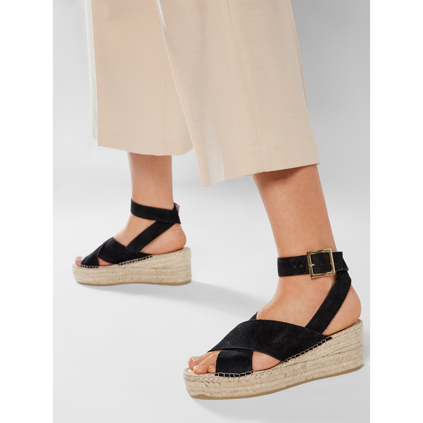 Manebi Espadrile Wedges W Belt K 1.0 Wb Negru - Pled.ro