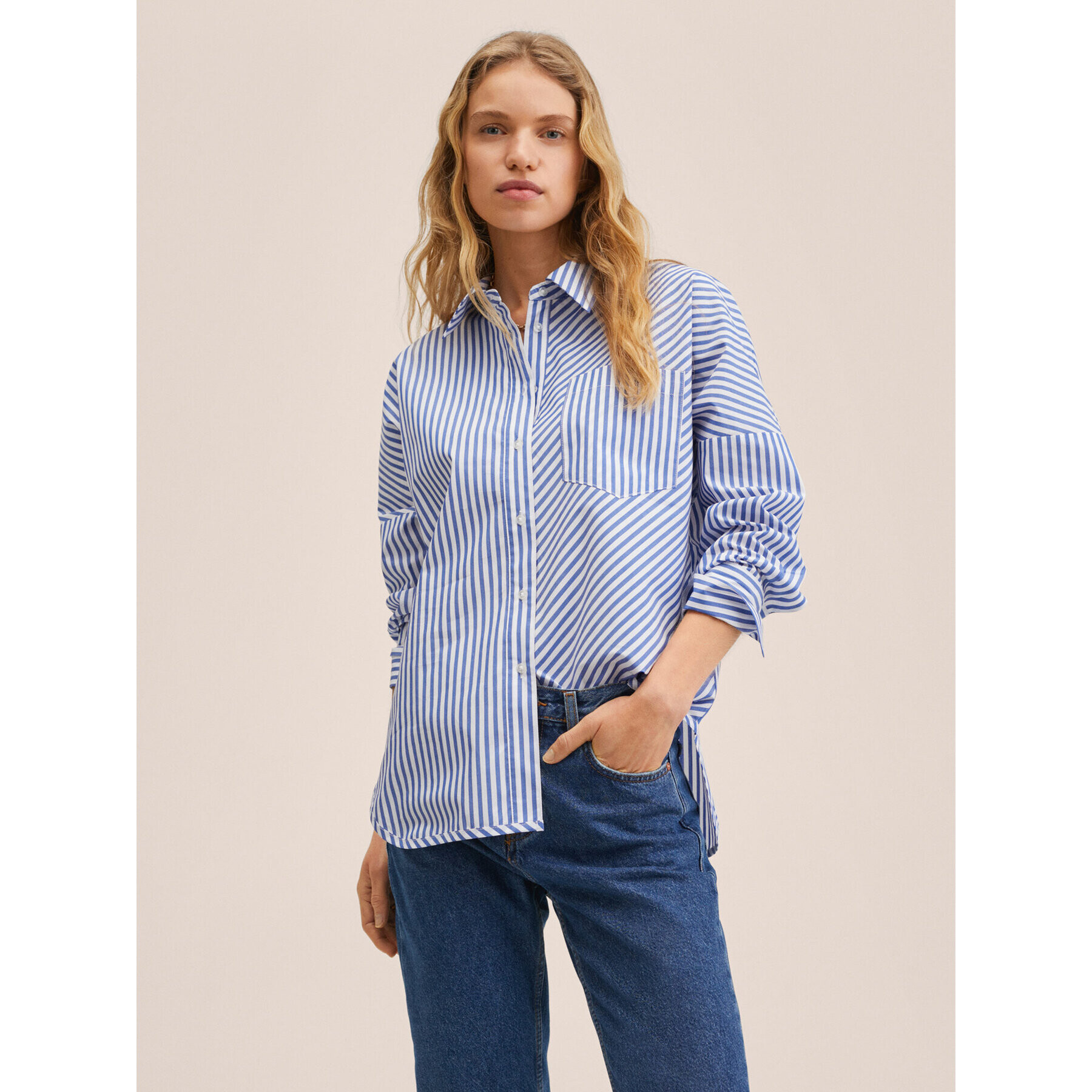 Mango Cămașă Federico 27084011 Albastru Oversize - Pled.ro