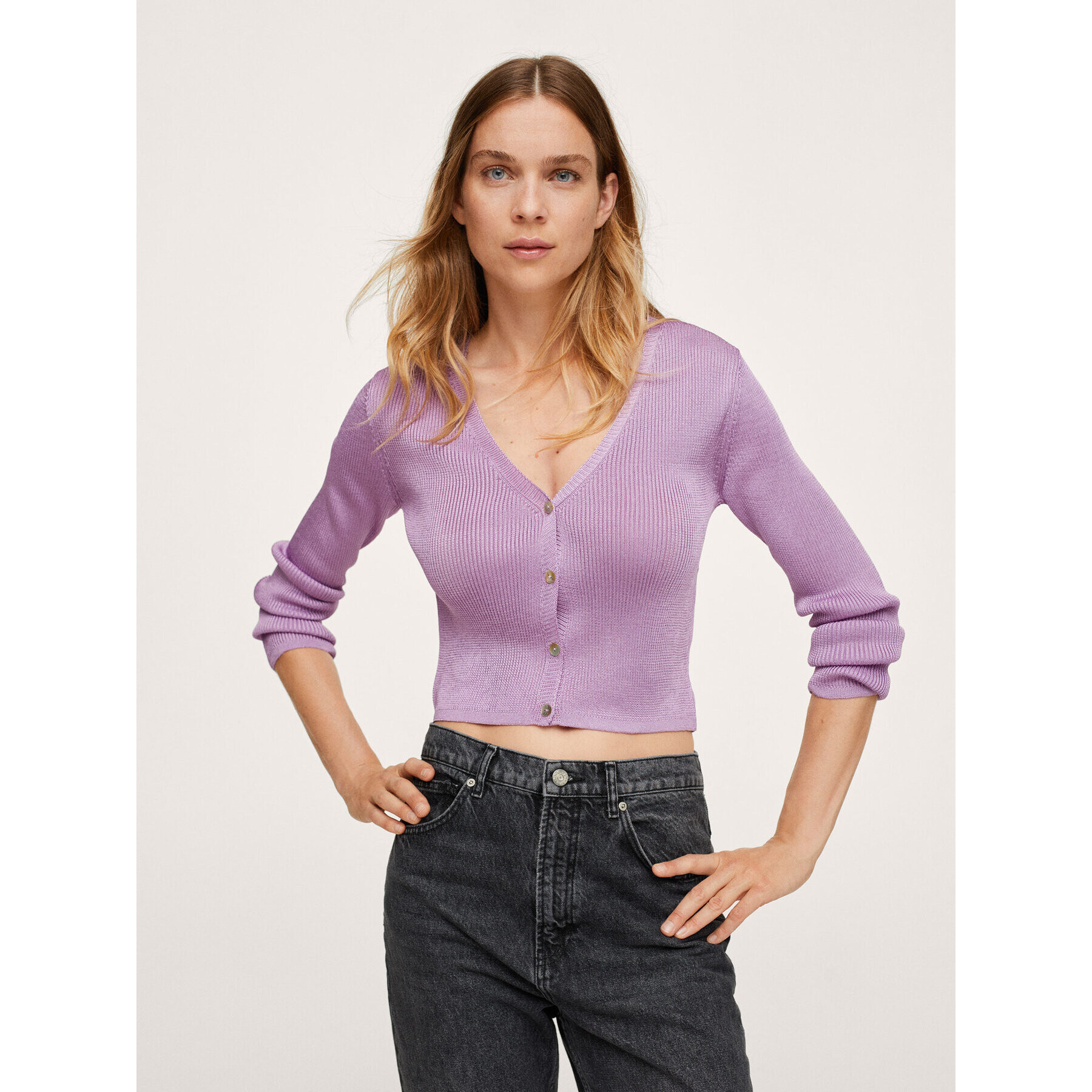 Mango Cardigan Mecano 17093788 Violet Regular Fit - Pled.ro