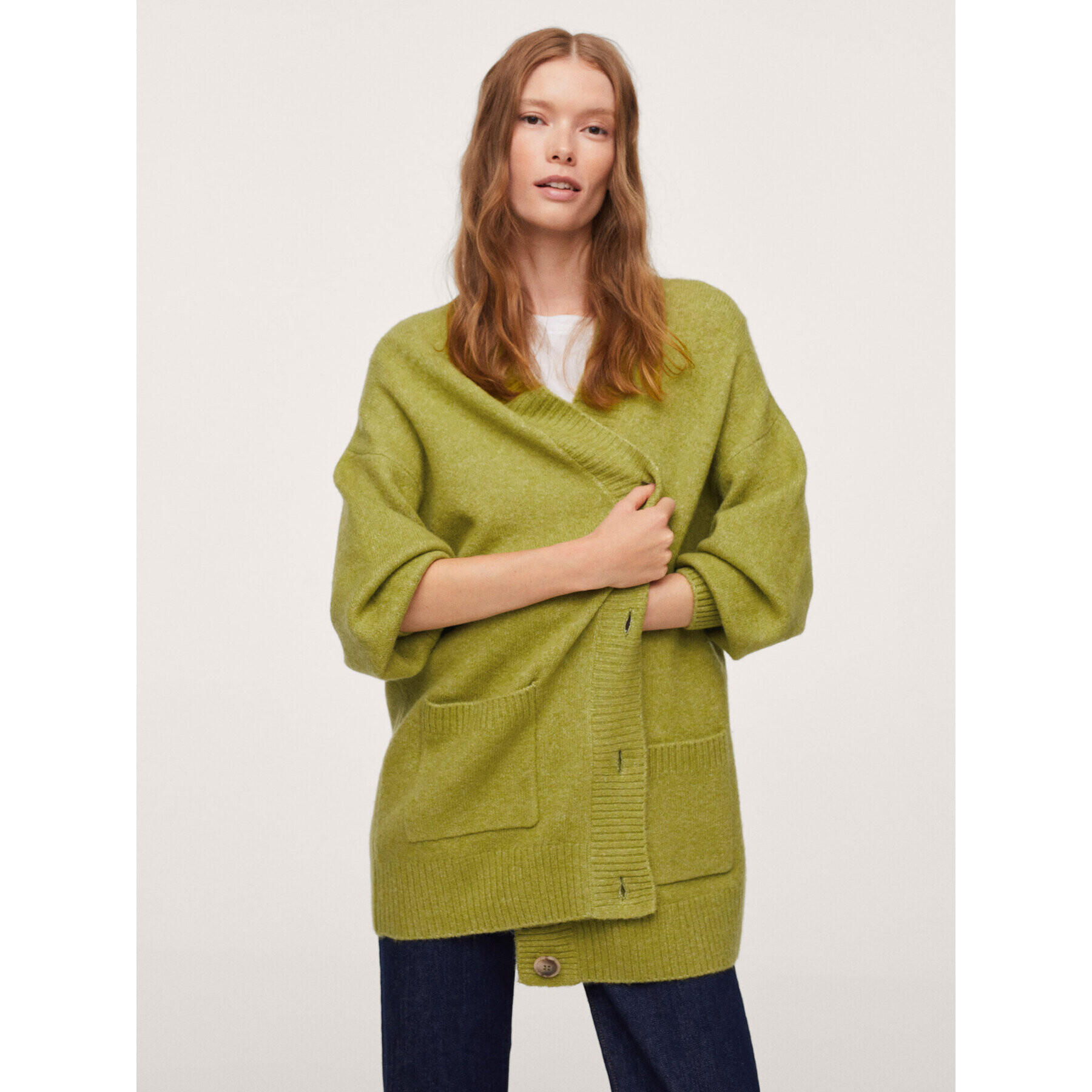 Mango Cardigan Taldora 17085929 Verde Oversize - Pled.ro