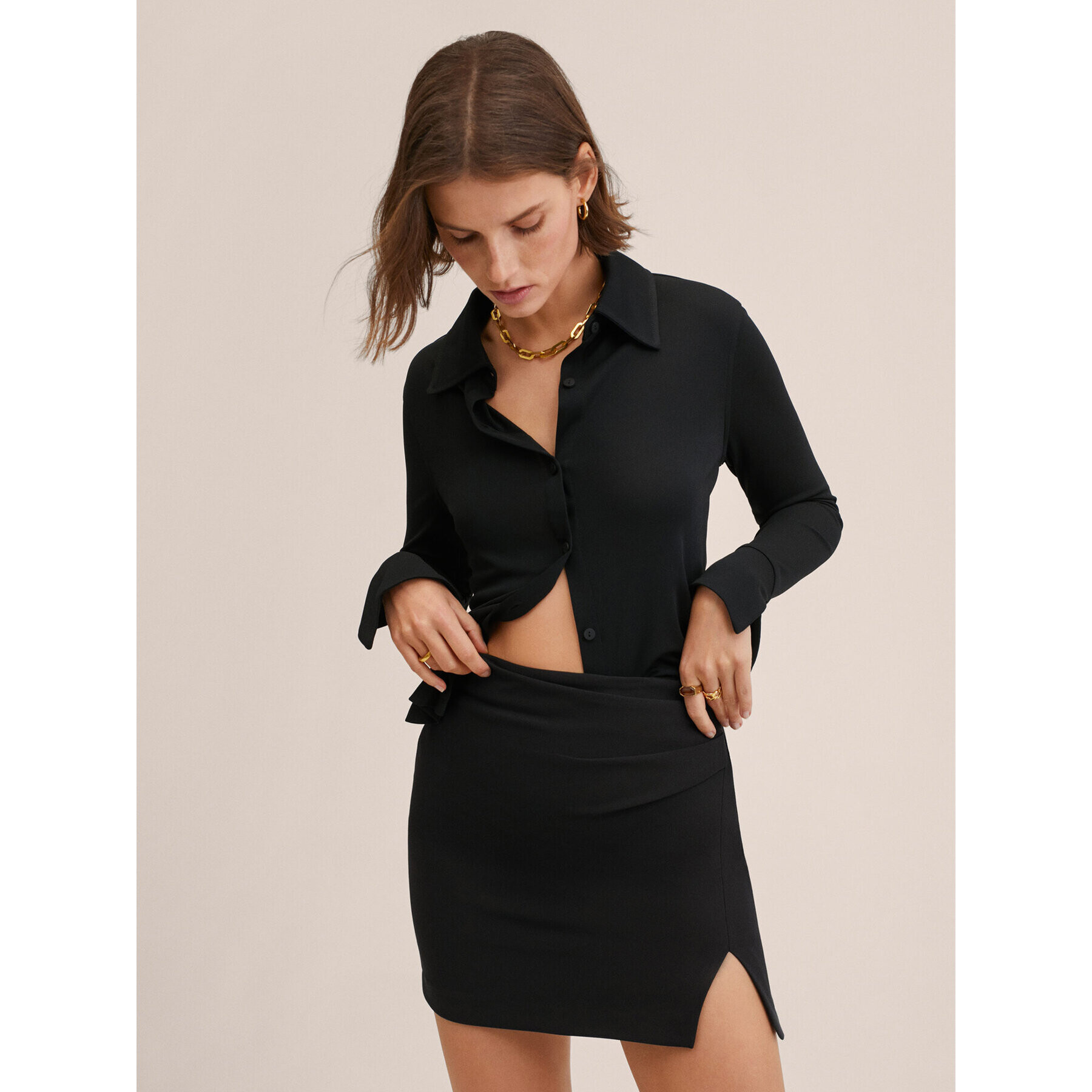 Mango Fustă mini Minigi 27031151 Negru Regular Fit - Pled.ro