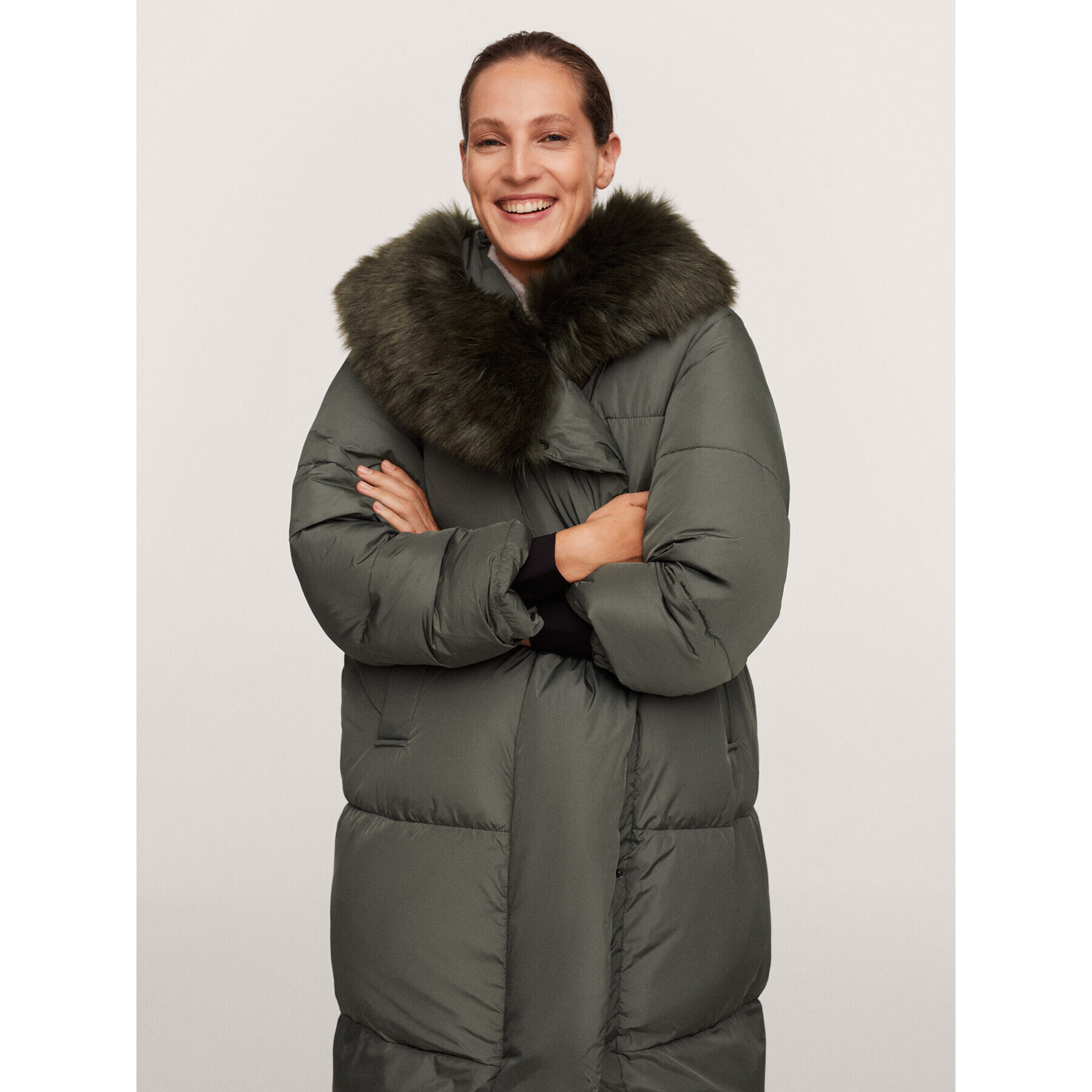 Mango Geacă din puf Mil 17009207 Verde Oversize - Pled.ro