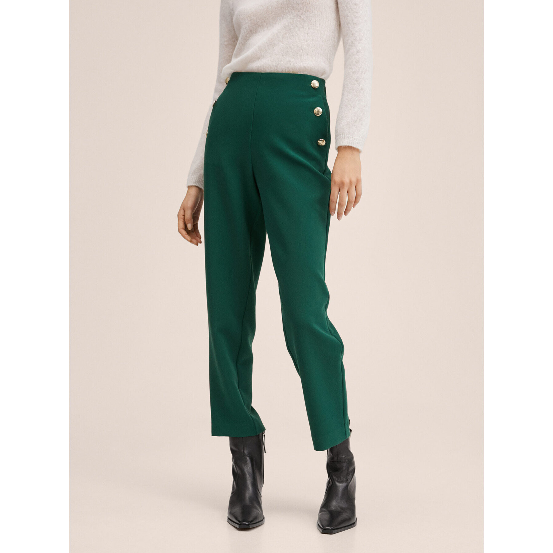 Mango Pantaloni din material Dorado 27031154 Verde Regular Fit - Pled.ro